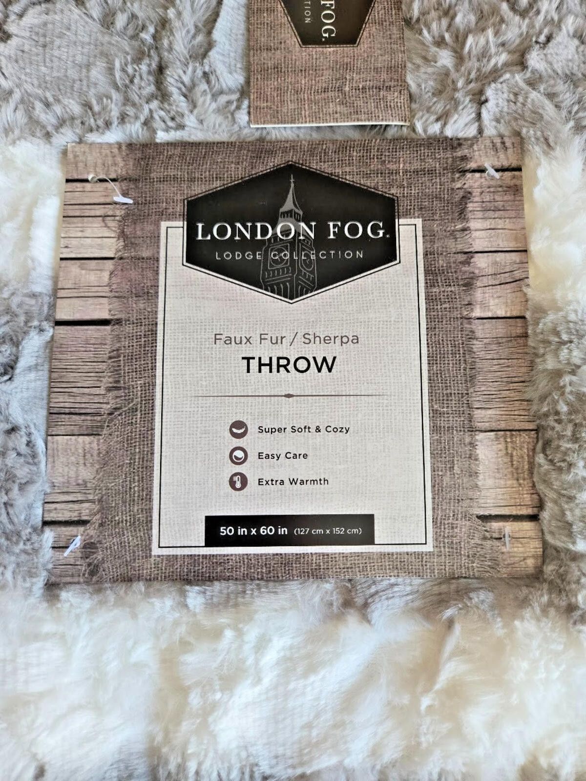 London Fog London Fog Blanket NEW Sherpa Throw Faux Fur Sherpa 50"x60" Size ONE SIZE - 3 Thumbnail