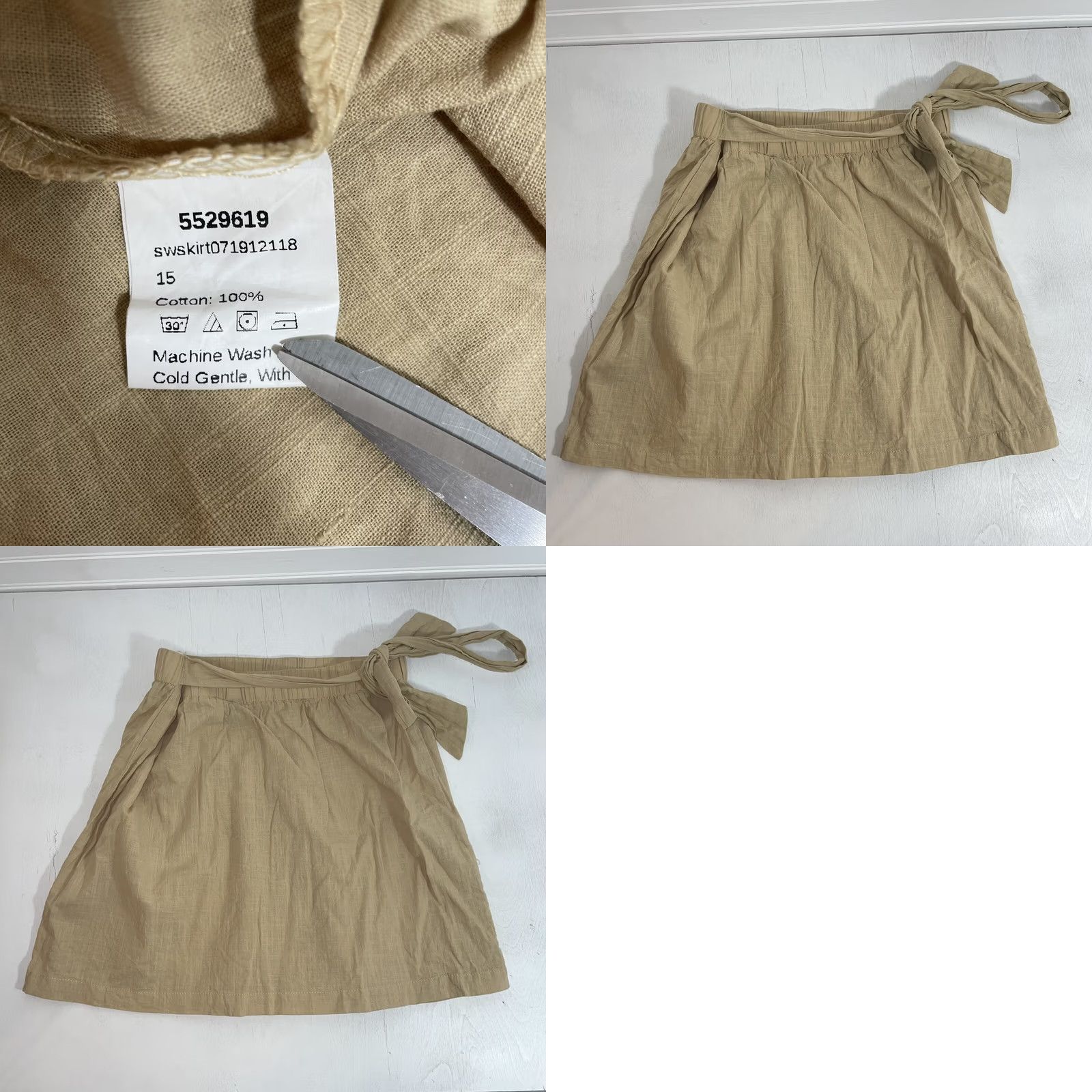 Shein Shein Women's Skirt Front 3 Button Tie Beige Elastic Waist Size Large NWOT New Size 36" / US 14 / IT 50 - 8 Thumbnail