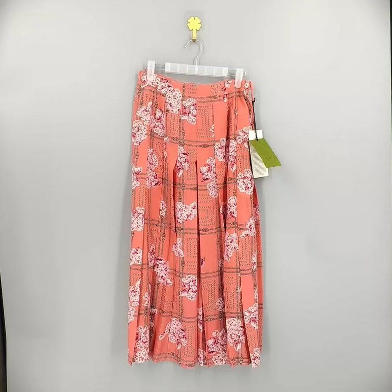 Gucci Gucci Floral Chain Print Silk Pleated Skirt - dmc Size US 30 / EU 46 - 1 Thumbnail