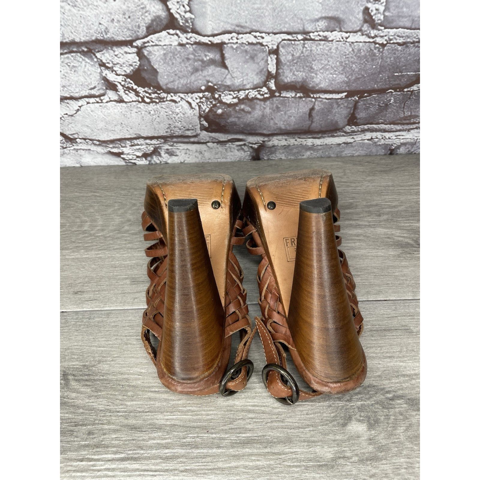Frye Frye Joy Brown Braided Leather Huarache Platform Heel Sandal Size US 6.5 / IT 36.5 - 11 Thumbnail