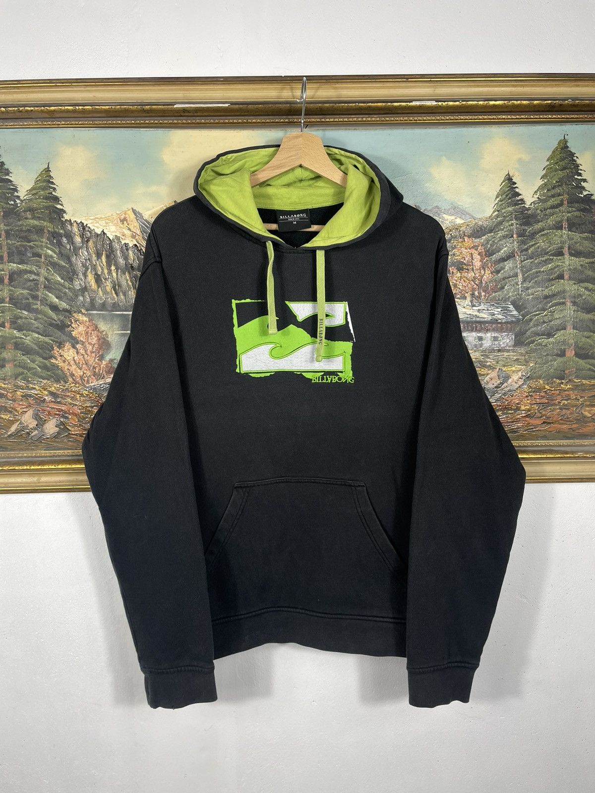 Billabong × Vintage Billabong Washed Black Retro 00s Loose Baggy Oversize Hoodie Size US M / EU 48-50 / 2 - 1 Thumbnail