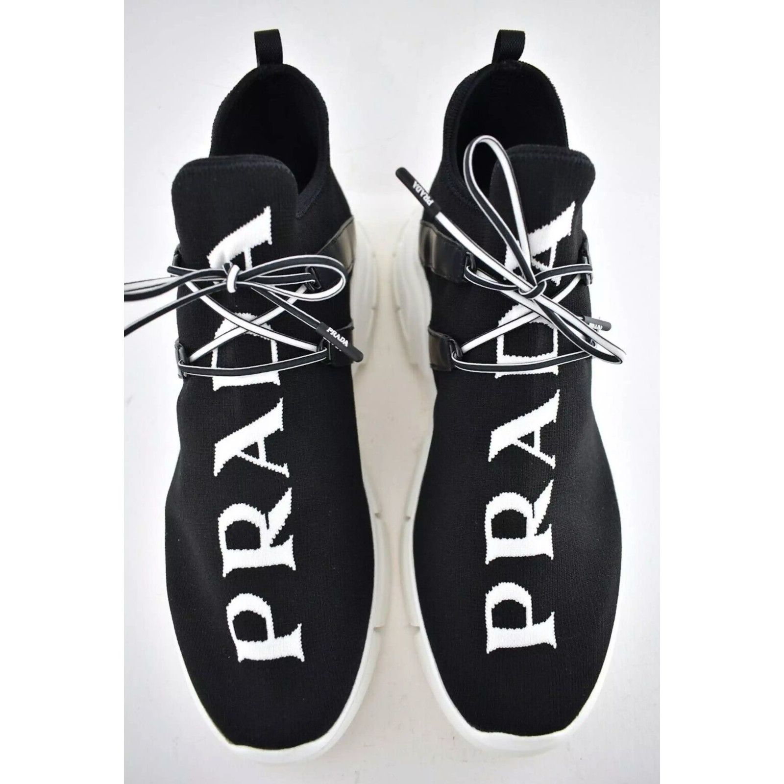 Prada Prada Mens XY Logo Sock Black White Knit Flat Trainer Size US 13 / EU 46 - 7 Thumbnail