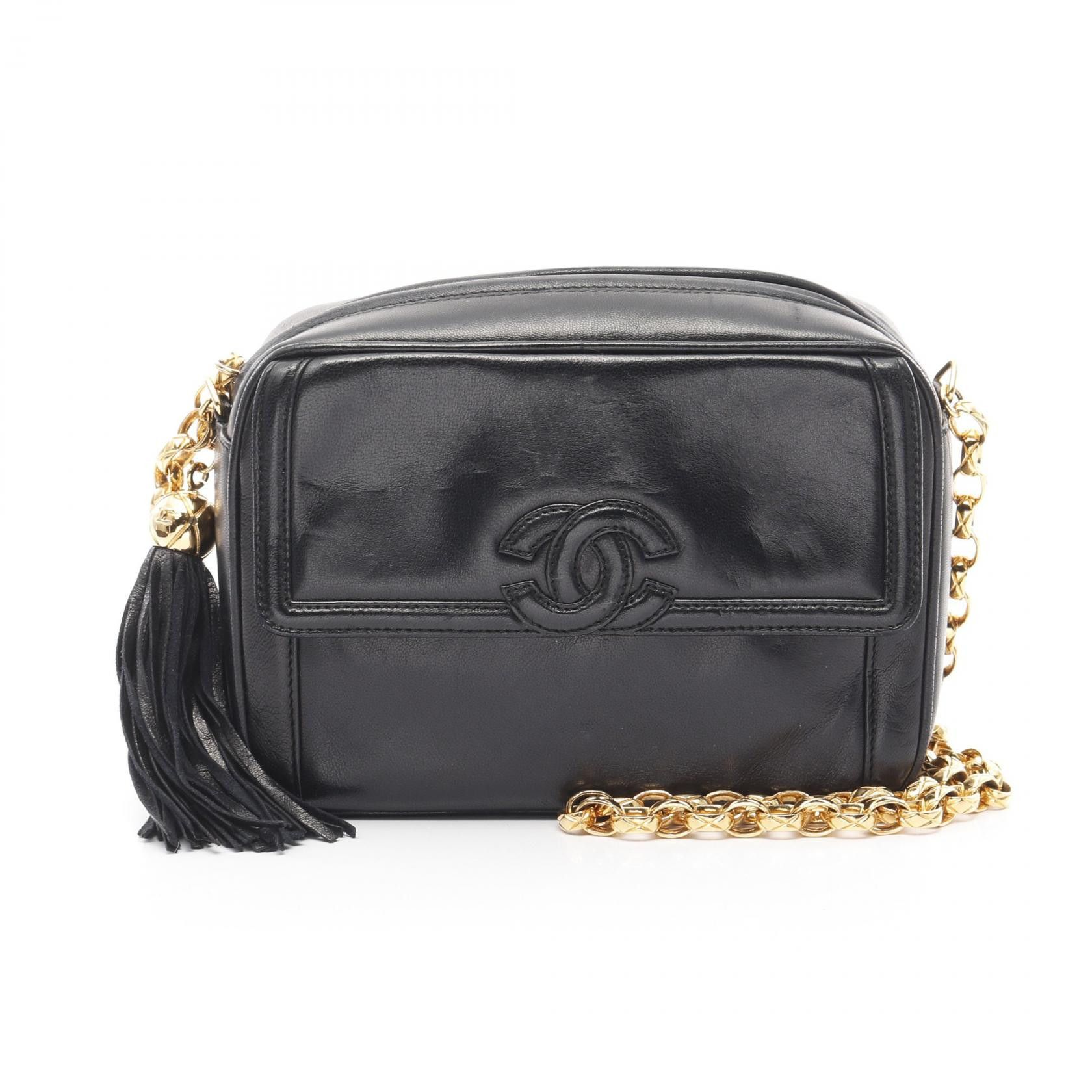 Chanel Chanel Coco Mark Lambskin Shoulder Bag Leather Shoulder Bag in Black, Women's