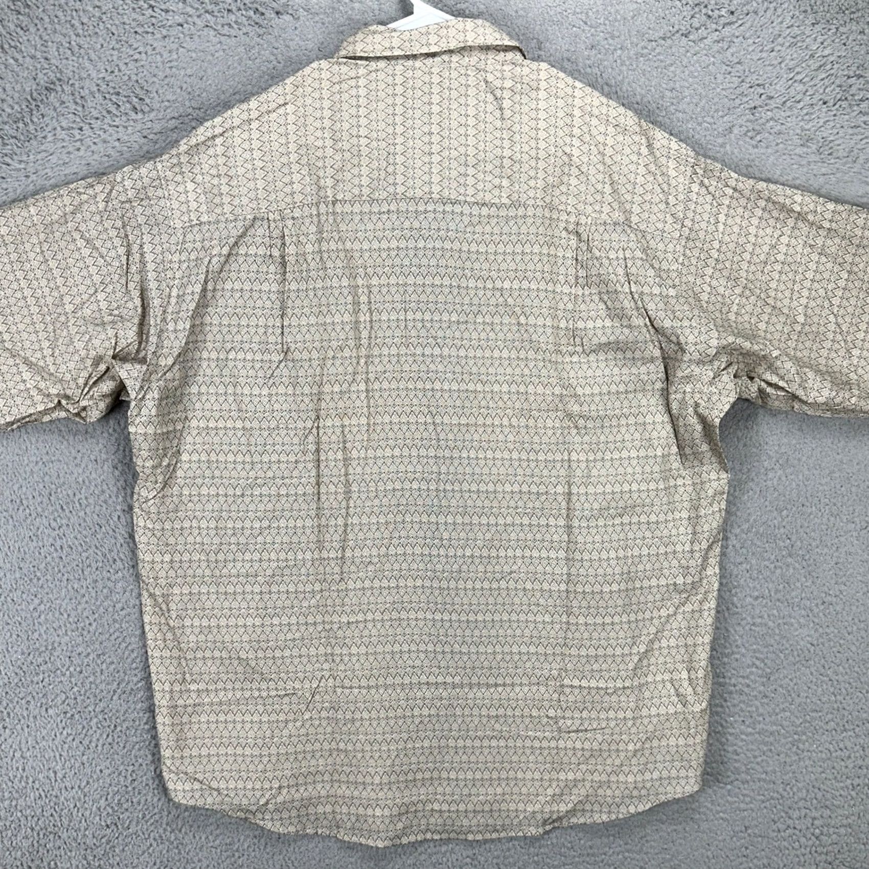 Liz Claiborne Claiborne Button-Up Shirt Mens XL Tan Geometric Long Sleeve Pocket Casual NEW Size US XL / EU 56 / 4 - 2 Thumbnail