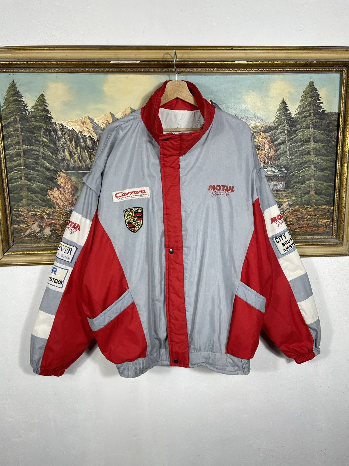 Porsche Design × Vintage Porsche Carrera Vintage Y2k Bomber Jacket Motor NascarRacing Size US XL / EU 56 / 4 - 1 Thumbnail