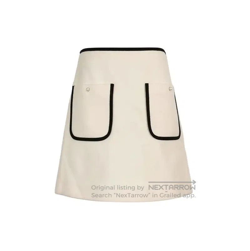 Miu Miu Miu Miu Beige Wool Embroidered Skirt . Size 28" / US 6 / IT 42 - 1 Thumbnail