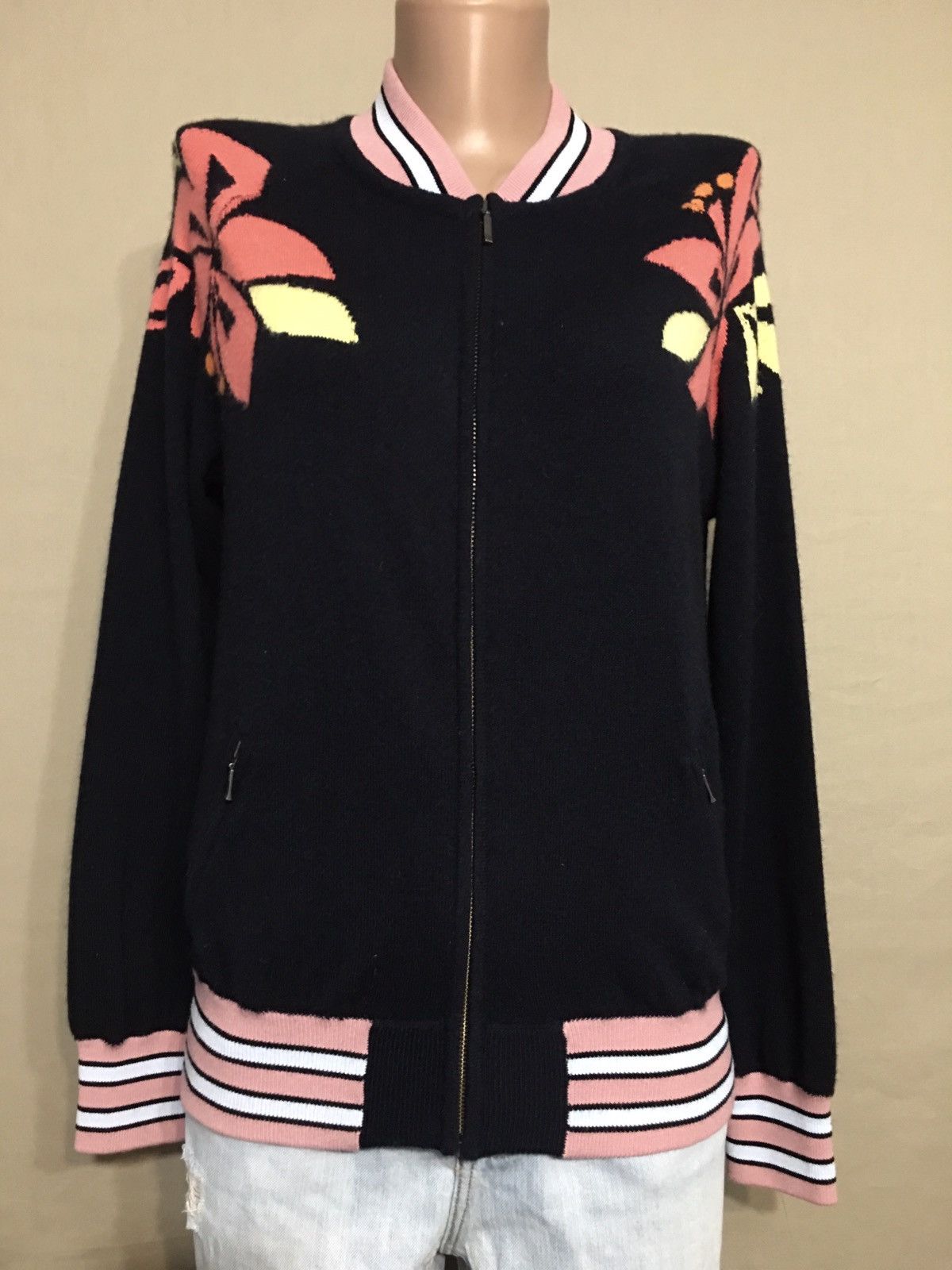 CHINTI & PARKER Chinti and Parker Floral Design Cashmere Zip Sweater Size S Size S / US 4 / IT 40 - 1 Thumbnail