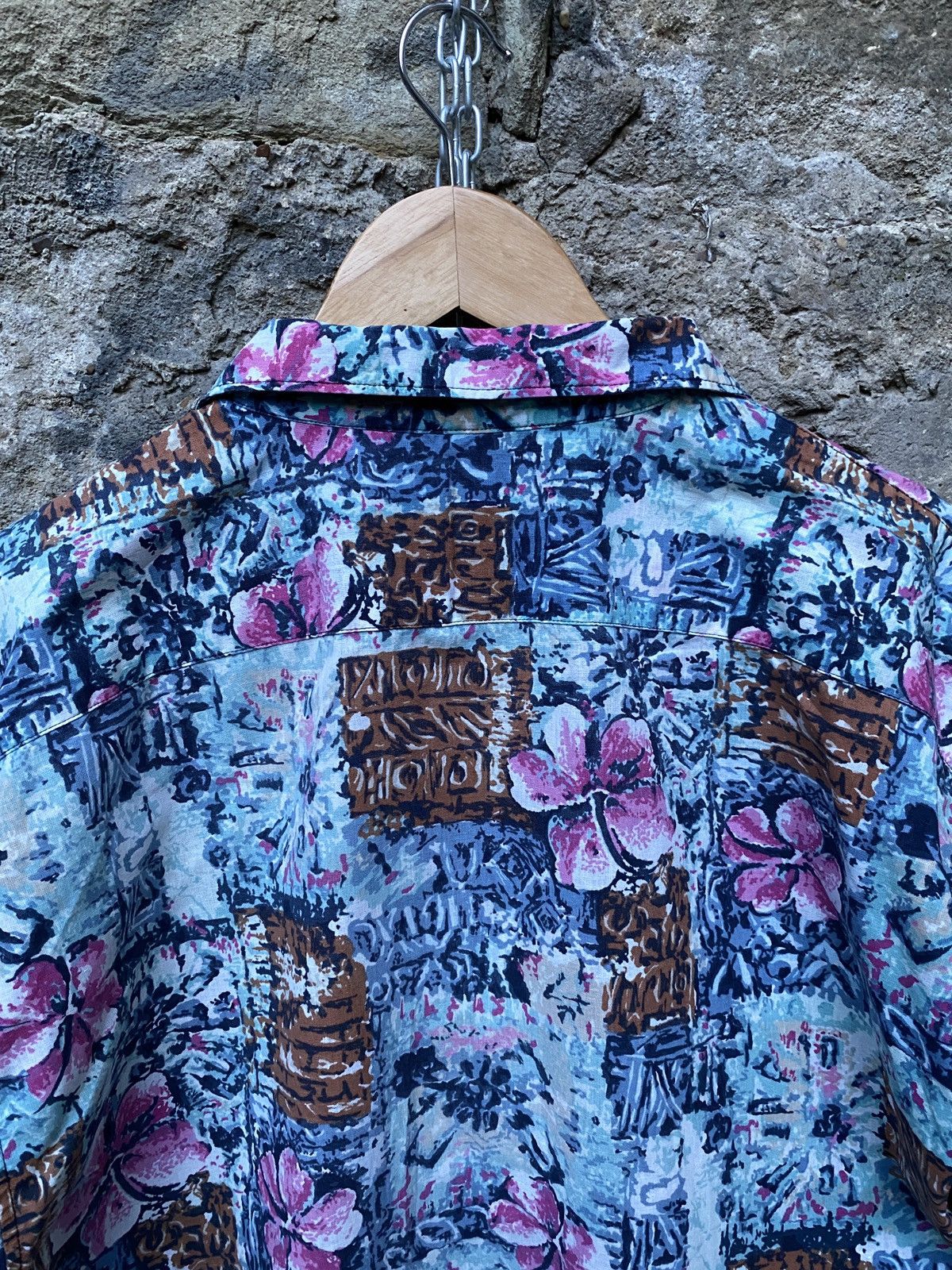 Vintage Blue Vintage Hawaiian Short Sleeve Shirt Floral Leaves Size US L / EU 52-54 / 3 - 9 Thumbnail