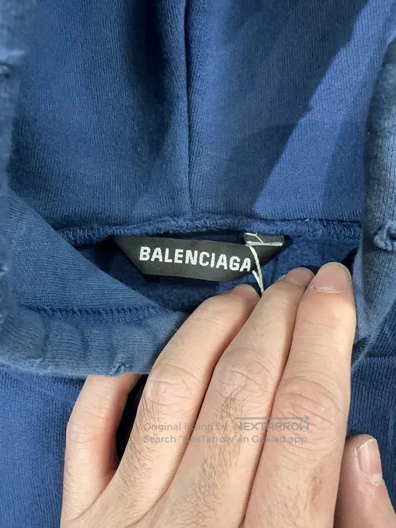 Balenciaga Balenciaga Blue Destroyed Marathon Hoodie Size US XS / EU 42 / 0 - 4 Thumbnail