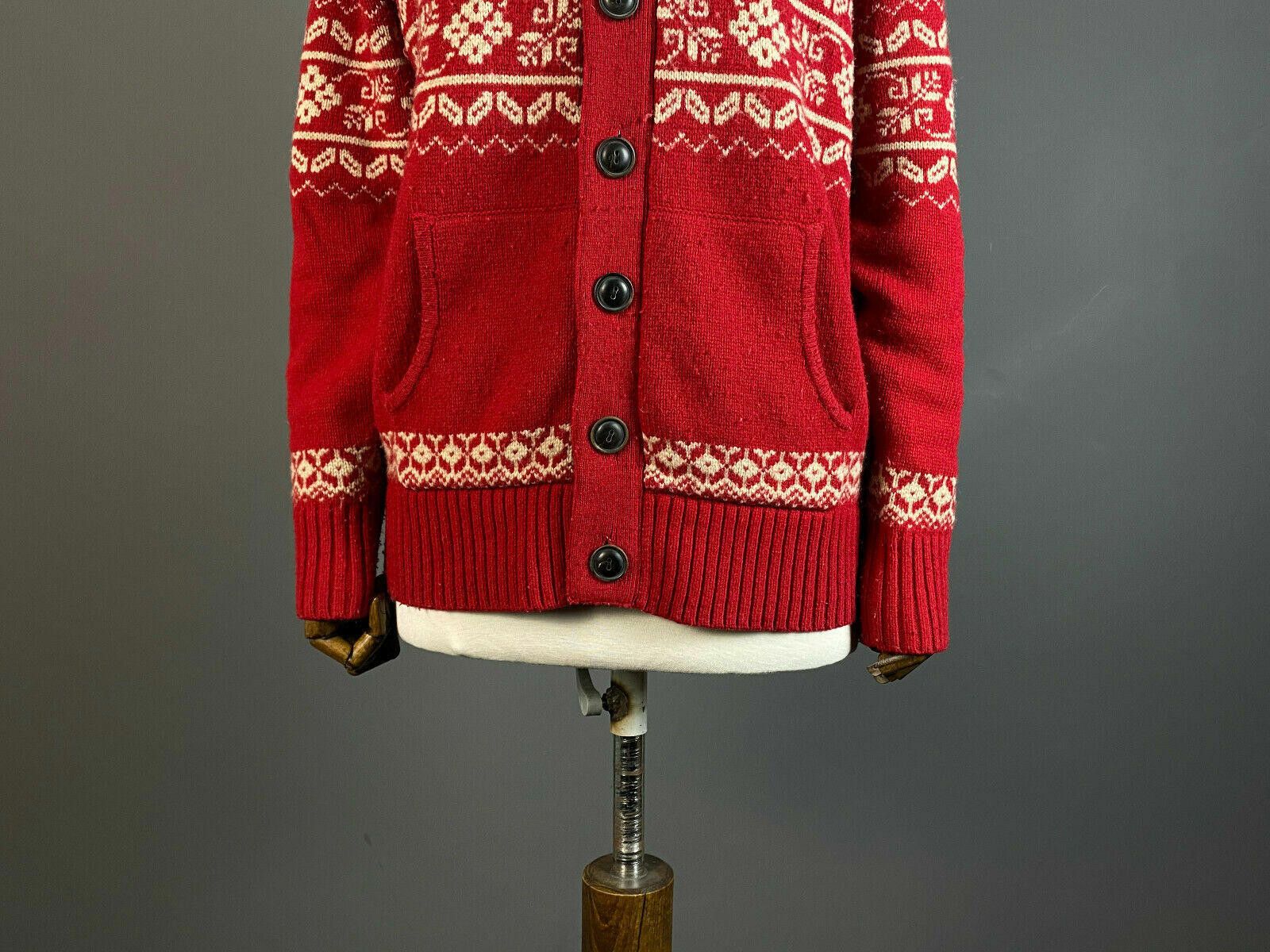 Napapijri Napapijri Geographic Red Wool Knit Button Sweater Size M Size M / US 6-8 / IT 42-44 - 3 Thumbnail