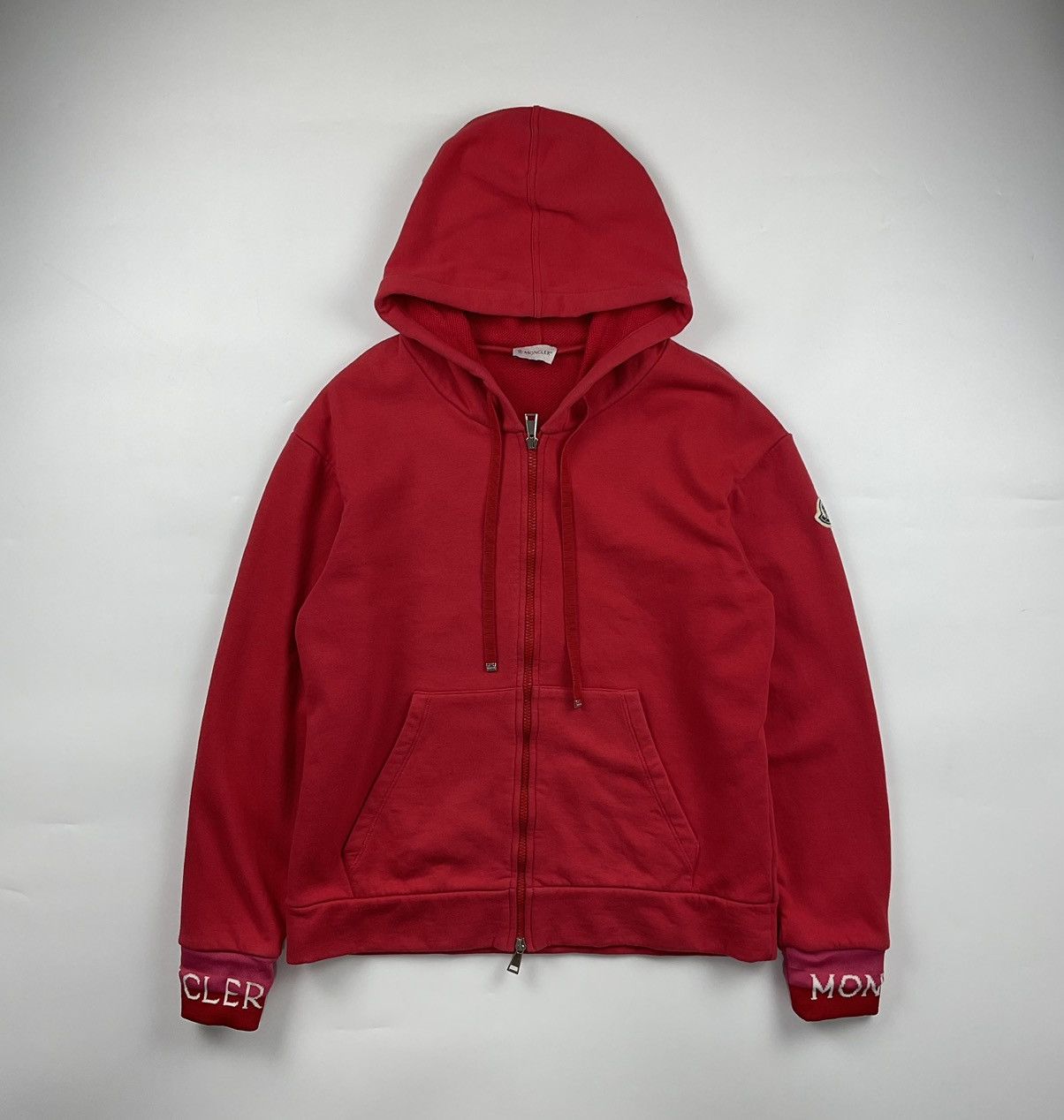 image of Moncler Zip Up Hoodie in Red, Women's (Size XL)