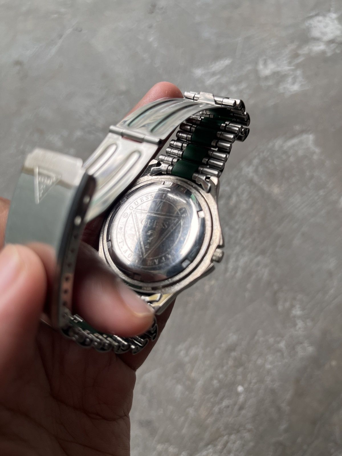 Georges Marciano Vintage 90s Guess USA Triangle Logo Watch Green Bezel Size ONE SIZE - 2 Thumbnail