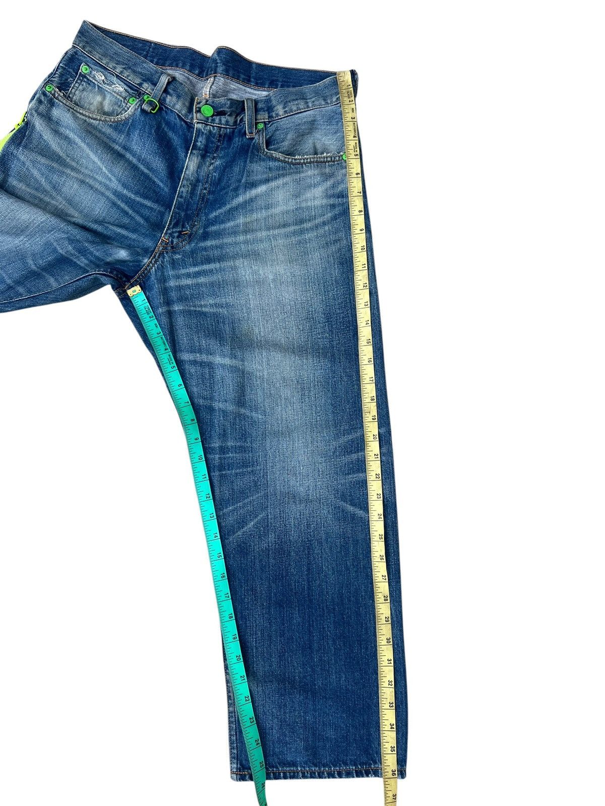 Fragment Design × Levi's 2009 Levi’s X Fragment Distress Selvedge Denim Cropped Jeans Size US 32 / EU 48 - 4 Thumbnail