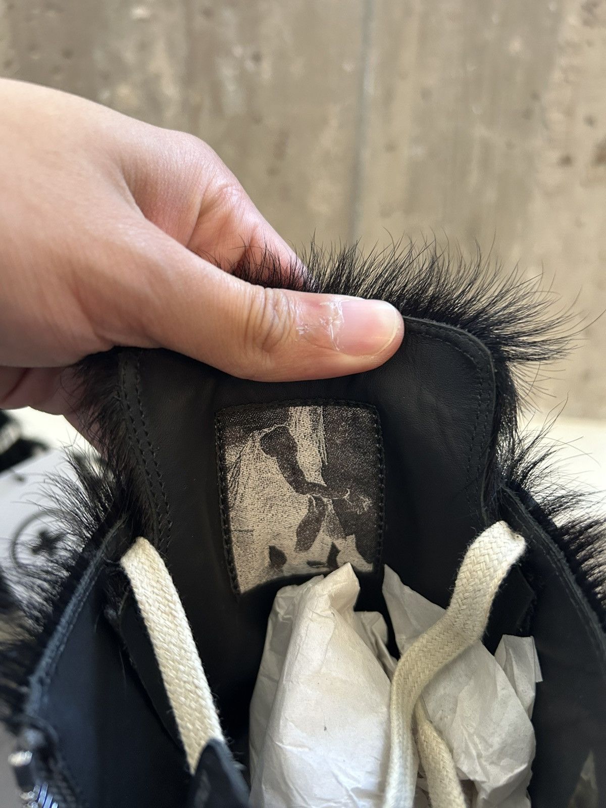 Rick Owens NEW RICK OWENS PONY HAIR RAMONE HIGH Size US 12 / EU 45 - 7 Thumbnail