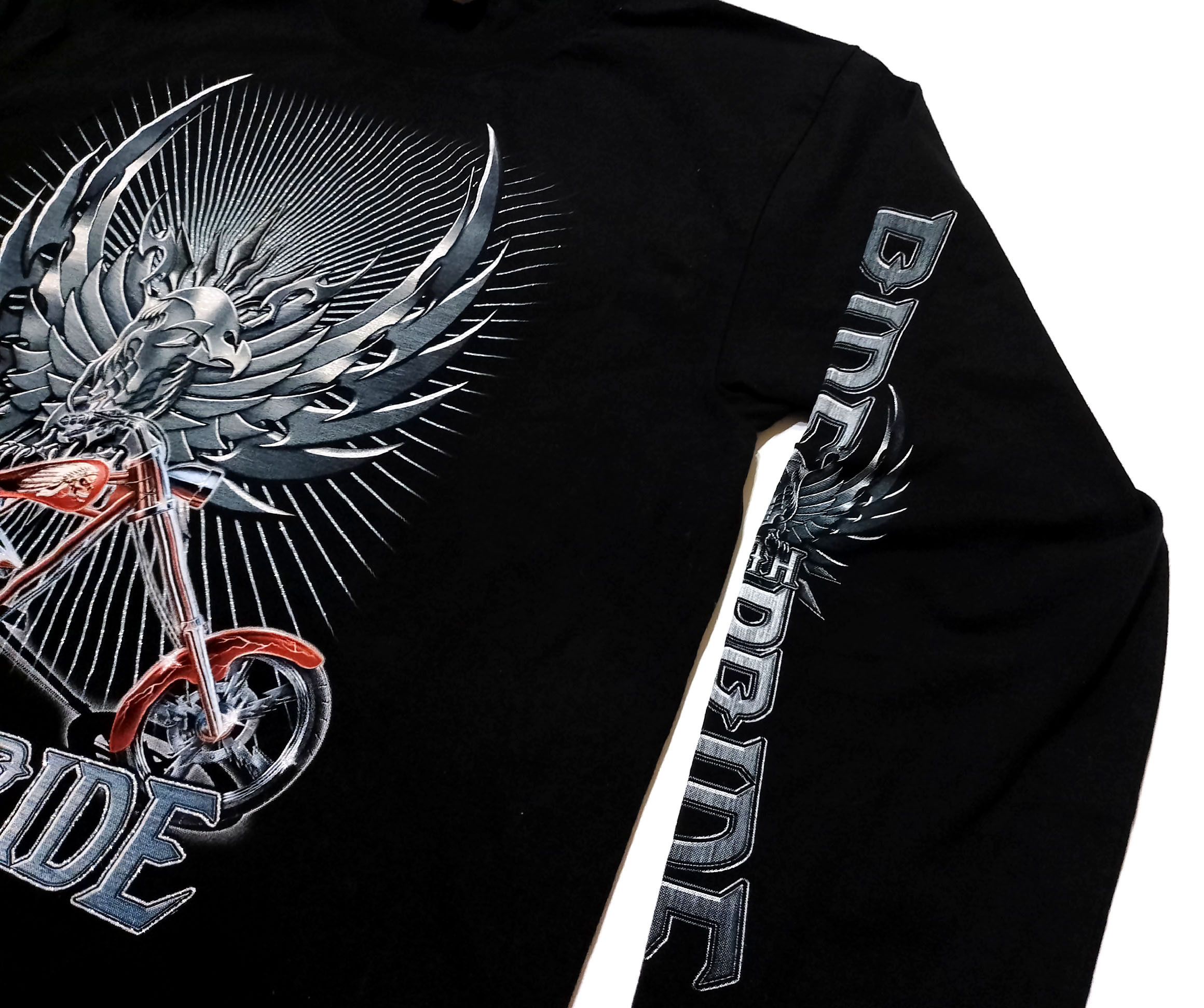 Other Vintage Ride with Pride Biker Long Sleeve T Shirt Rock Eagle Size US XL / EU 56 / 4 - 8 Thumbnail