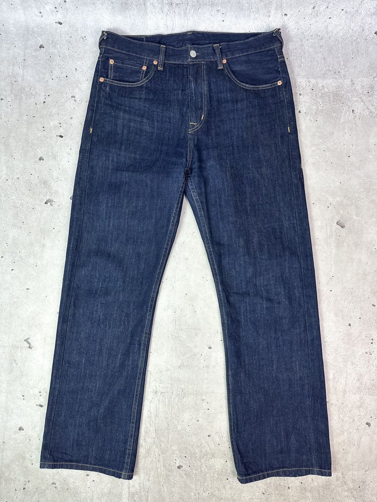 Japanese Brand Mbbcar Selvedge Navy Cotton Wide-Leg Men’s Indigo Jeans Size US 34 / EU 50 - 1 Thumbnail