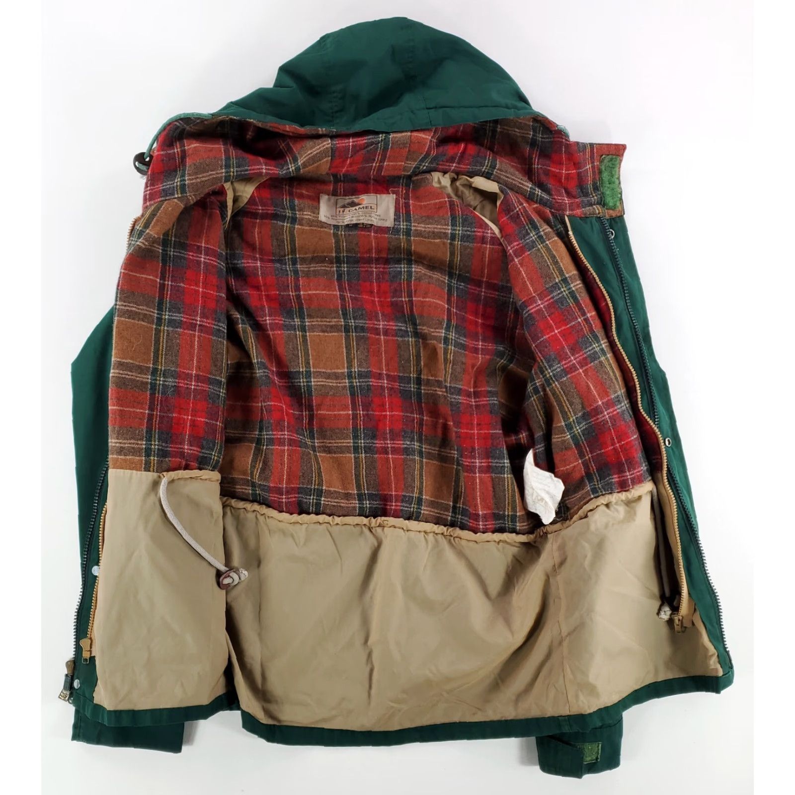 Camel VINTAGE Camel 3-in-1 Jacket Shell Green Mens M Hooded VTG 80s 90s Wool Lined Shell Only Jacket Size US M / EU 48-50 / 2 - 5 Thumbnail