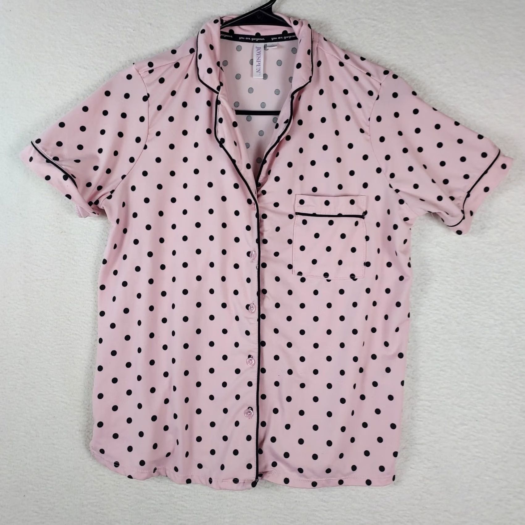 Vintage Joyspun Pajama Set Womens Small Pink Knit Polyester Button Closure Lightweight Machine Washable Seasonal Spring Fall Winter Size ONE SIZE - 2 Thumbnail