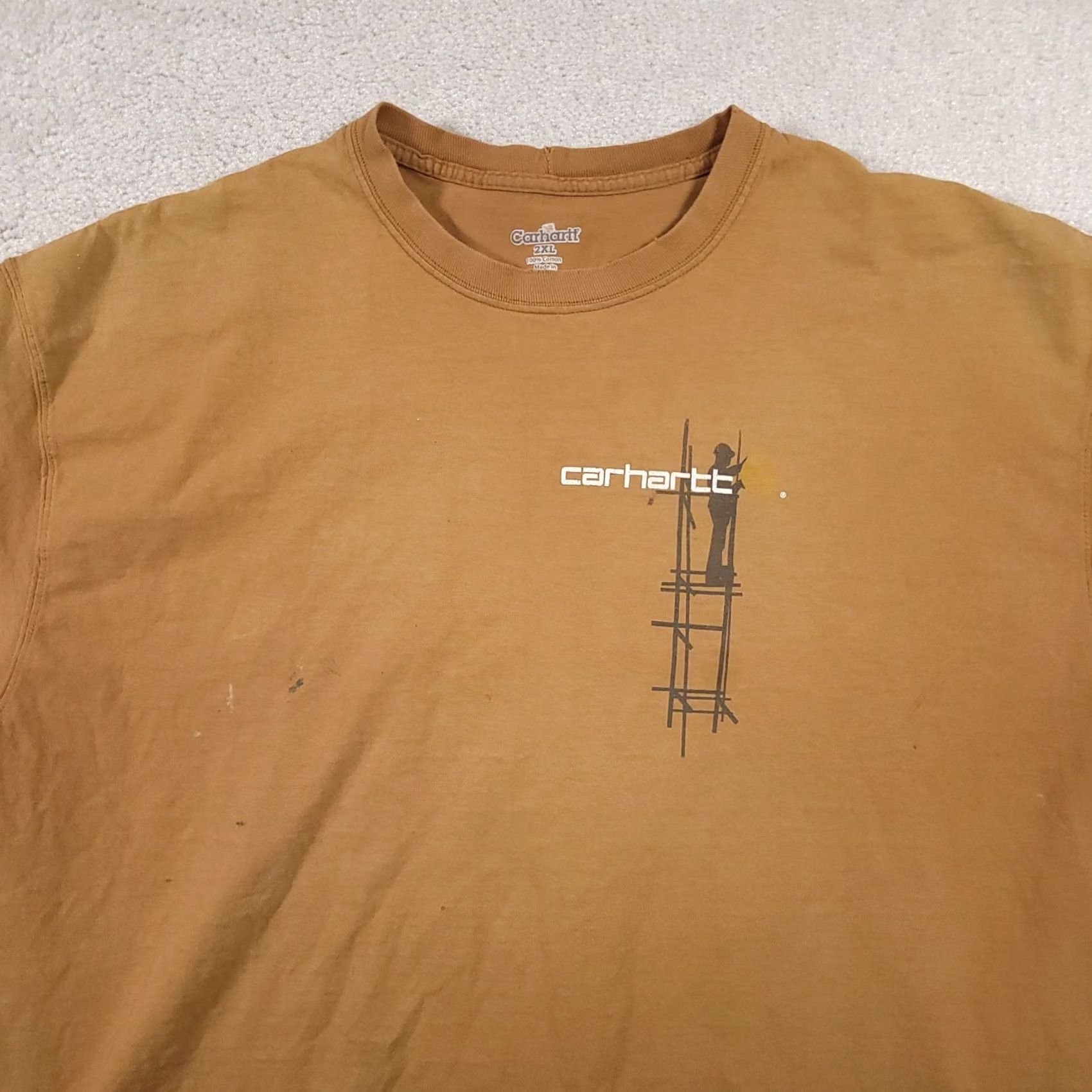 Carhartt VINTAGE Carhartt T-Shirt Mens 2XL Brown Graphic Short Sleeve Work Grunge Double Sided Size US XXL / EU 58 / 5 - 3 Thumbnail