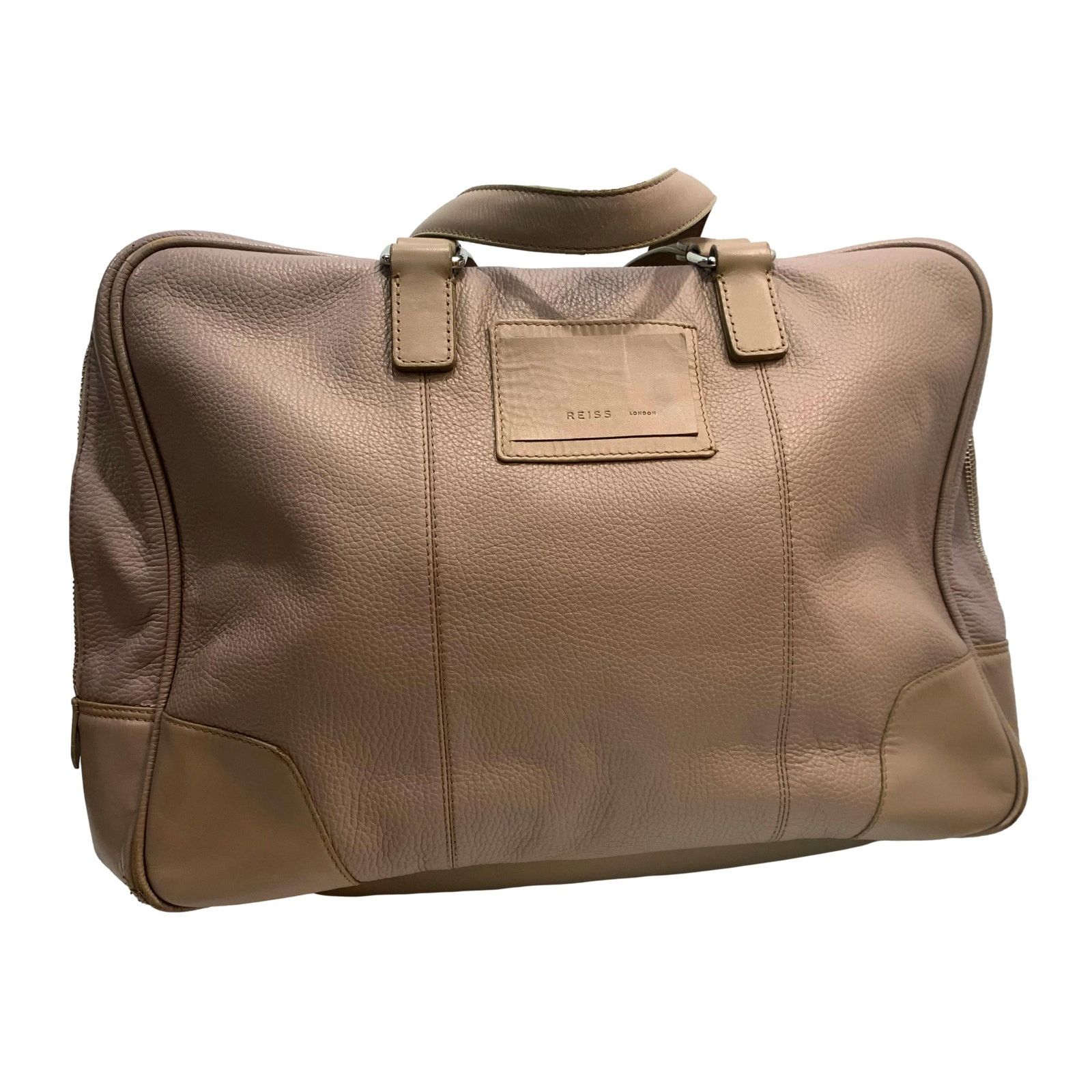 Reiss Reiss "Barrington" Taupe Leather Overnight Bag | Attache Size ONE SIZE - 1 Thumbnail