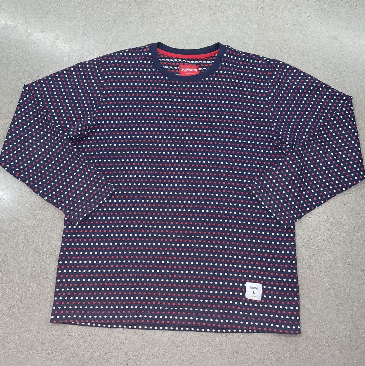 Supreme RARE: F/W 2009 Supreme Polka Dot Knit 3/4 Sleeve "Navy" Size US L / EU 52-54 / 3 - 2 Thumbnail