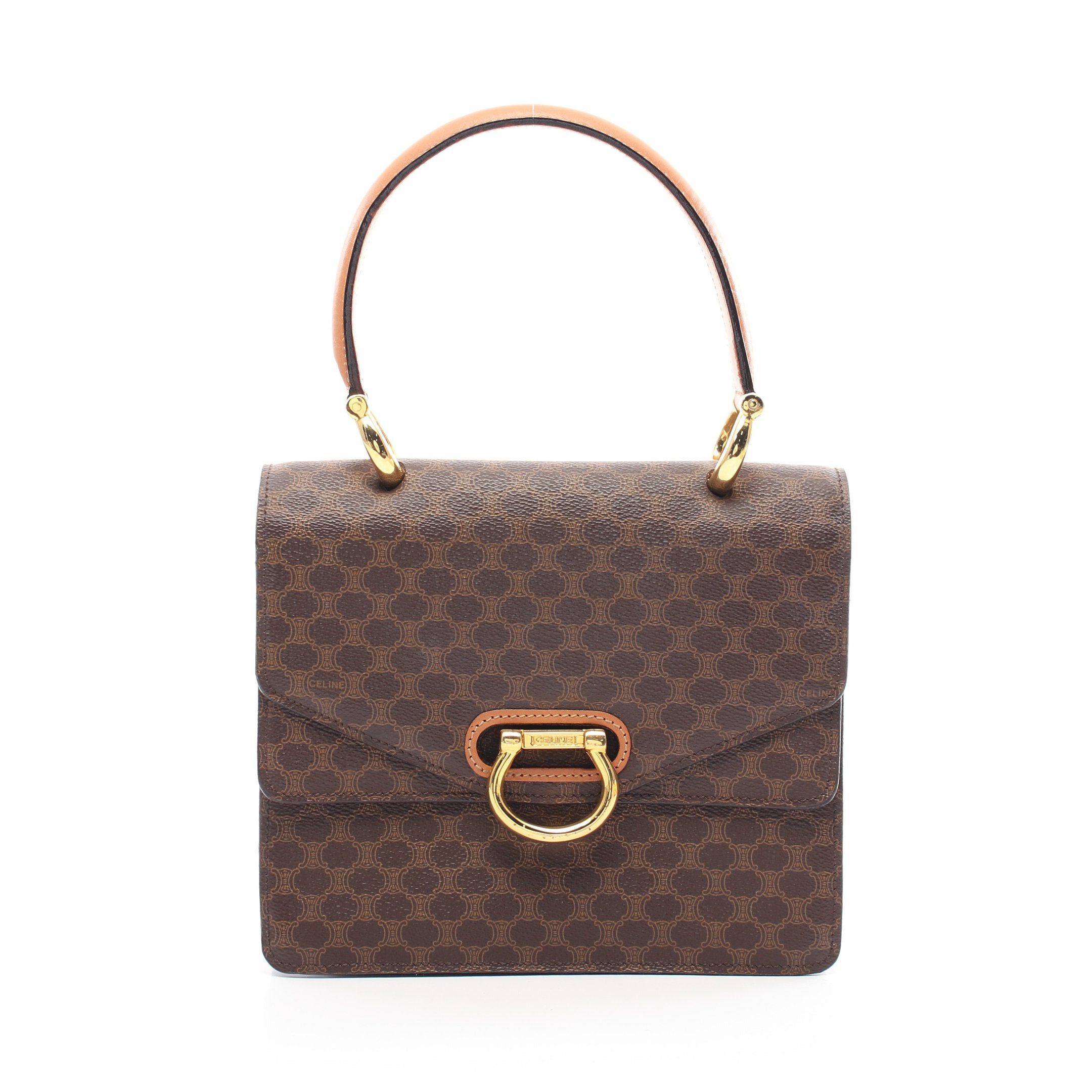 Celine Celine Macadam Handbag Leather Brown Beige Size ONE SIZE - 1 Thumbnail