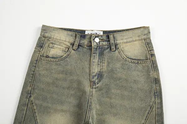 Japanese Brand VIBE Street wide-leg stitching washed distressed cargo jeans Size US 32 / EU 48 - 3 Thumbnail