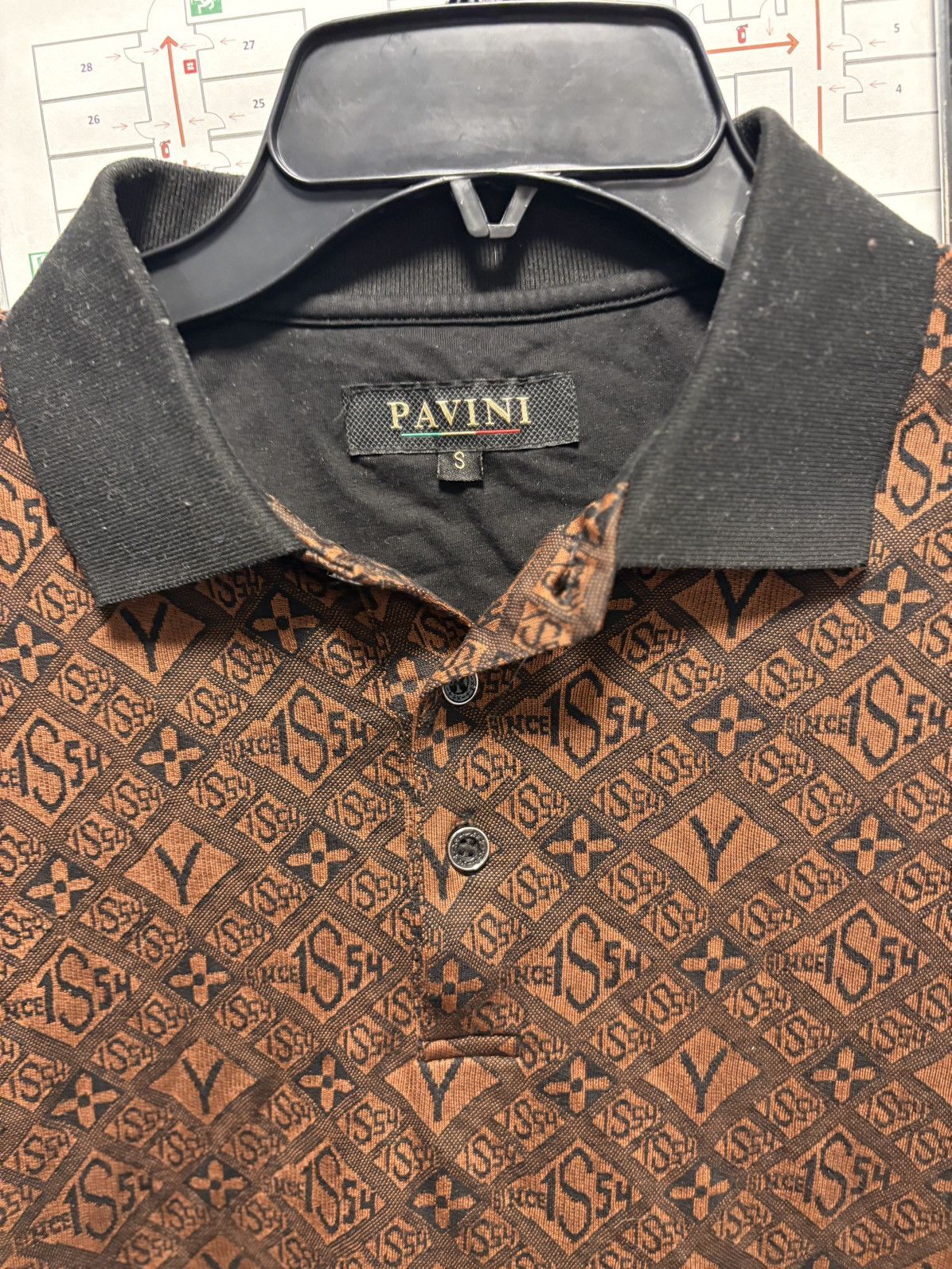 Other Pavini Brown Black Geometric Polo Short Sleeve Men’s Size S Size US S / EU 44-46 / 1 - 7 Thumbnail