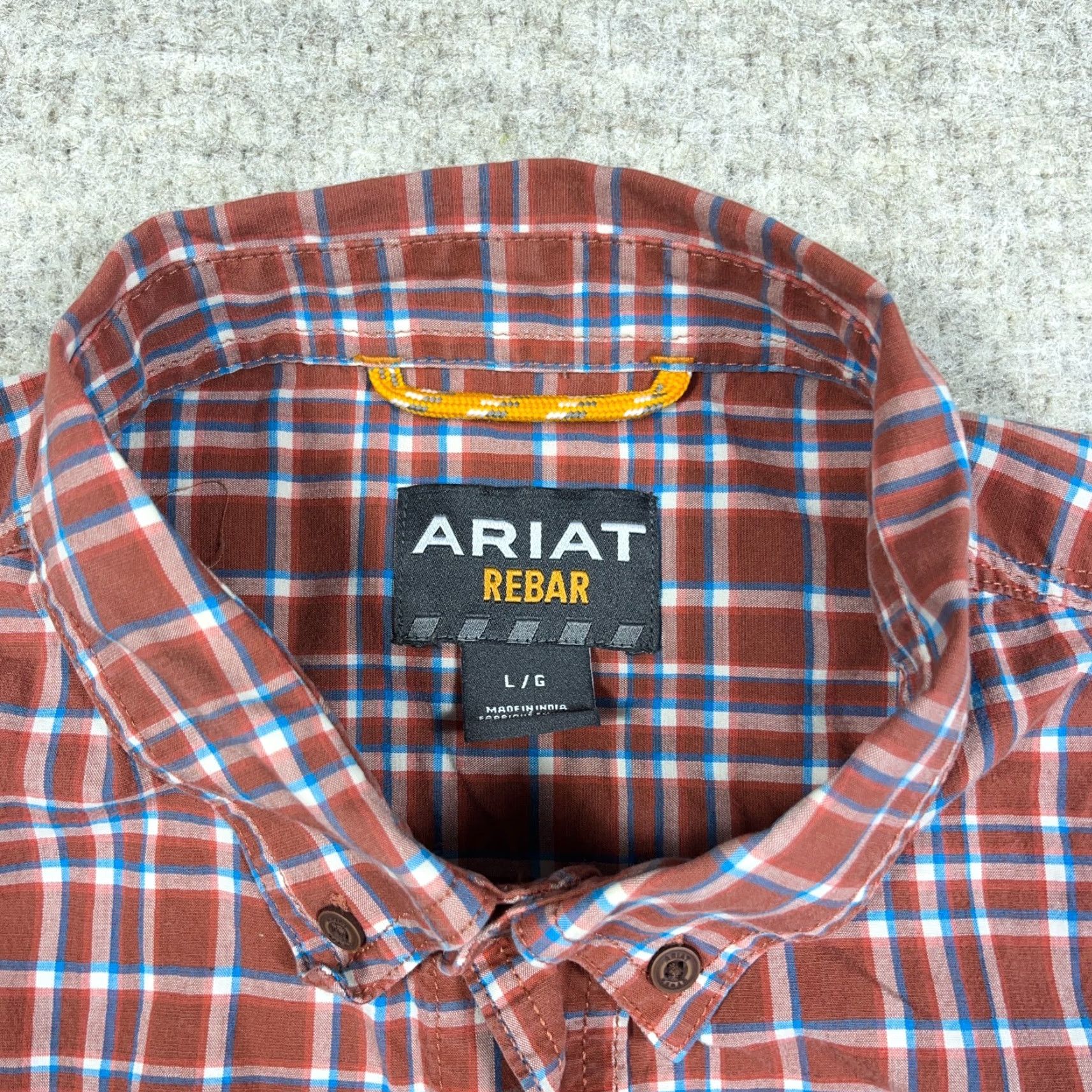Ariat Ariat Shirt Men Large Orange Plaid Rebar Button Up Workwear Pockets Casual Adult Size US L / EU 52-54 / 3 - 2 Thumbnail