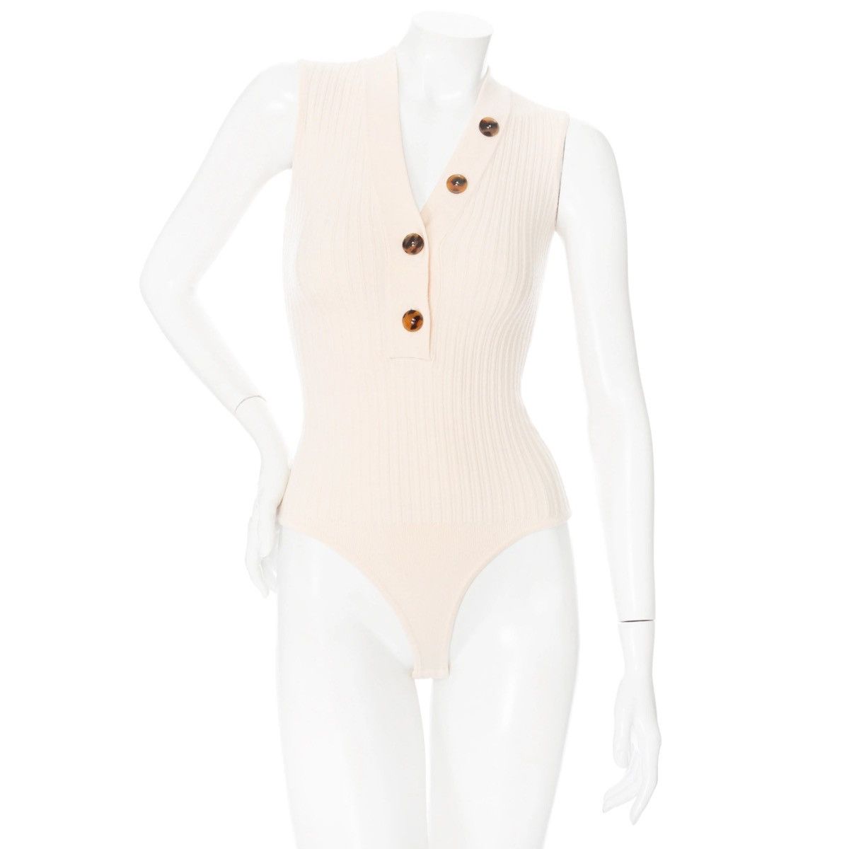 KHAITE Khaite Wool Blend Knit Button Down Bodysuit Size S / US 4 / IT 40 - 1 Thumbnail
