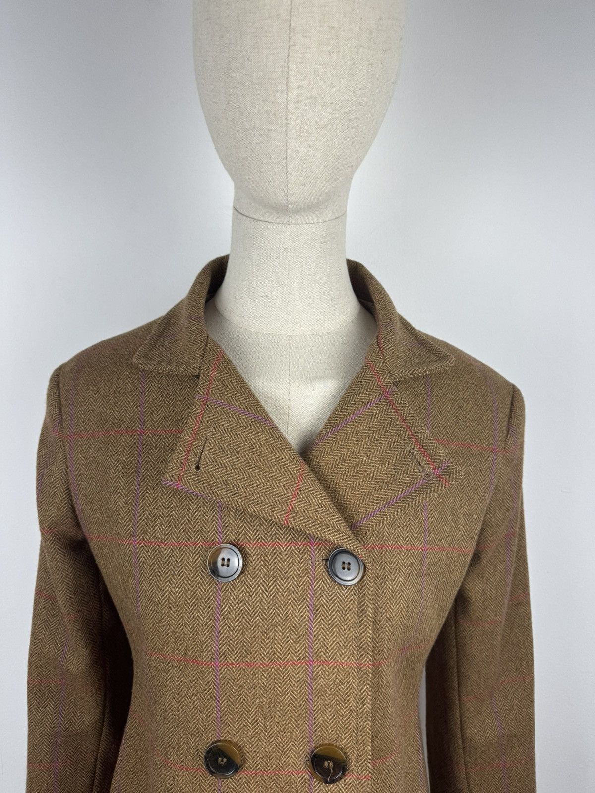 Designer × Johnstons Of Elgin × Vintage Women’s Johnstons Saxony Tweed Wool Coat size 12 Size M / US 6-8 / IT 42-44 - 2 Thumbnail