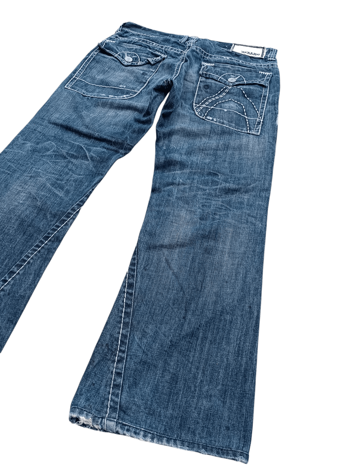 Japanese Brand FLARED💥BUCKAROO DISTRESSED DENIM PANT Size US 35 - 15 Thumbnail