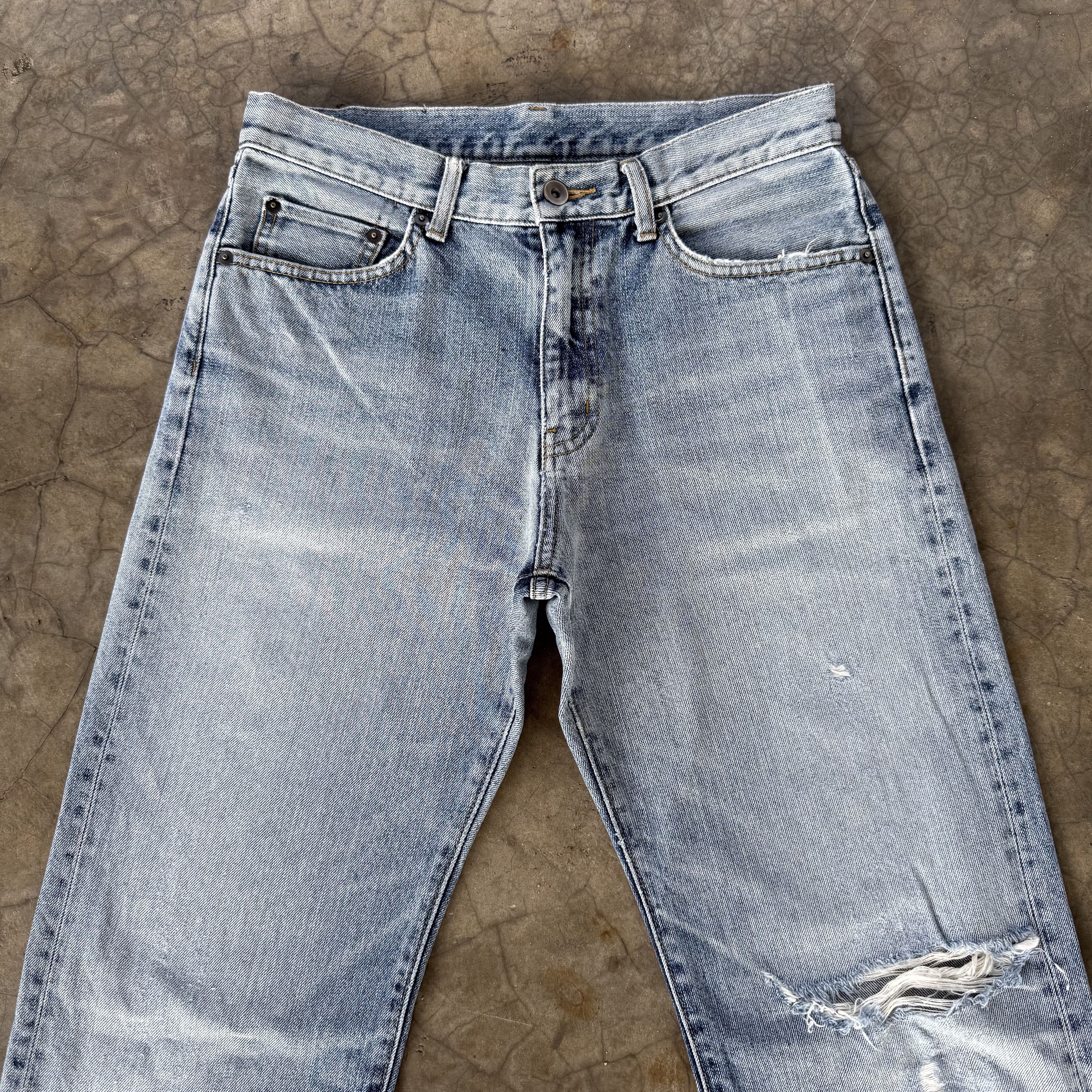 Japanese Brand W30 Vintage Japan Faded Blue Ripped Denim Jean Size US 30 / EU 46 - 3 Thumbnail