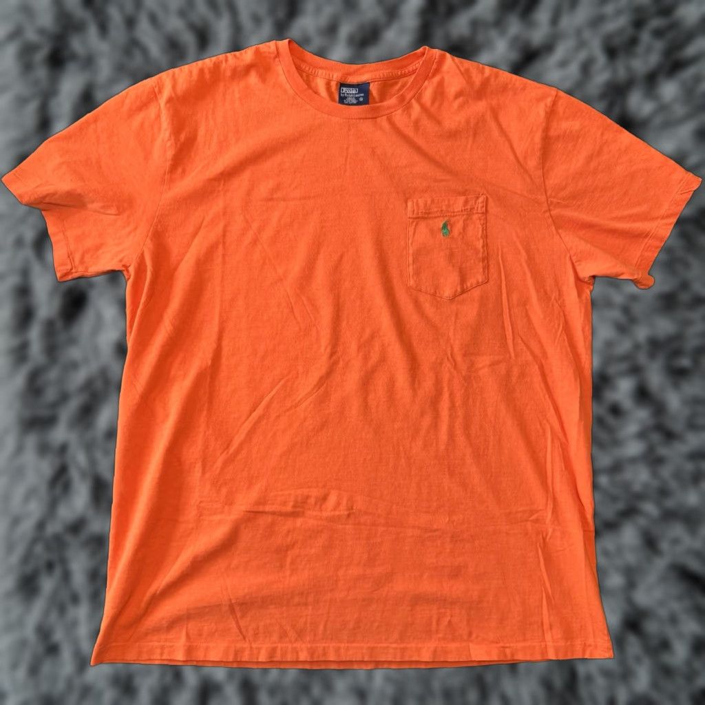 Ralph Lauren VINTAGE Polo Ralph Lauren Orange Pocket Single Stitch Cotton T Shirt Mens XL Size US XL / EU 56 / 4 - 1 Thumbnail