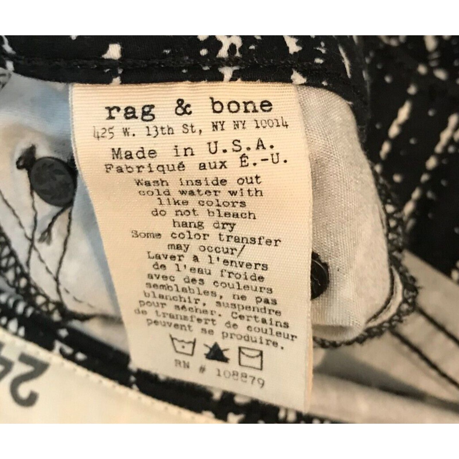 Rag & Bone Rag & Bone Jean Black/White Barcode Print Stretch Leggings Size 24" / US 00 / IT 34 - 12 Thumbnail