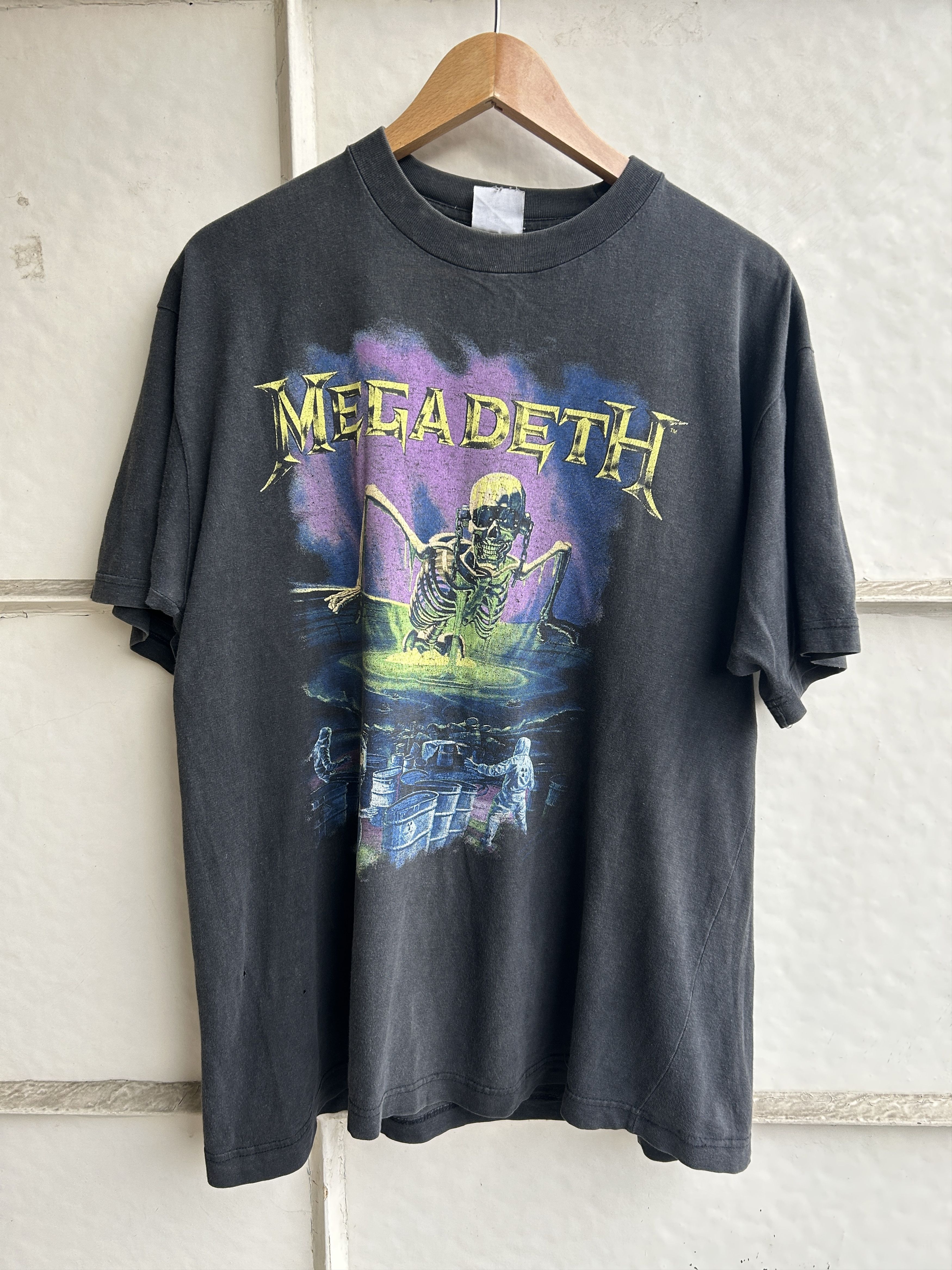 image of Band Tees x Vintage 1989 Megadeth Contaminated T-Shirt in Faded Black, Men's (Size XL)