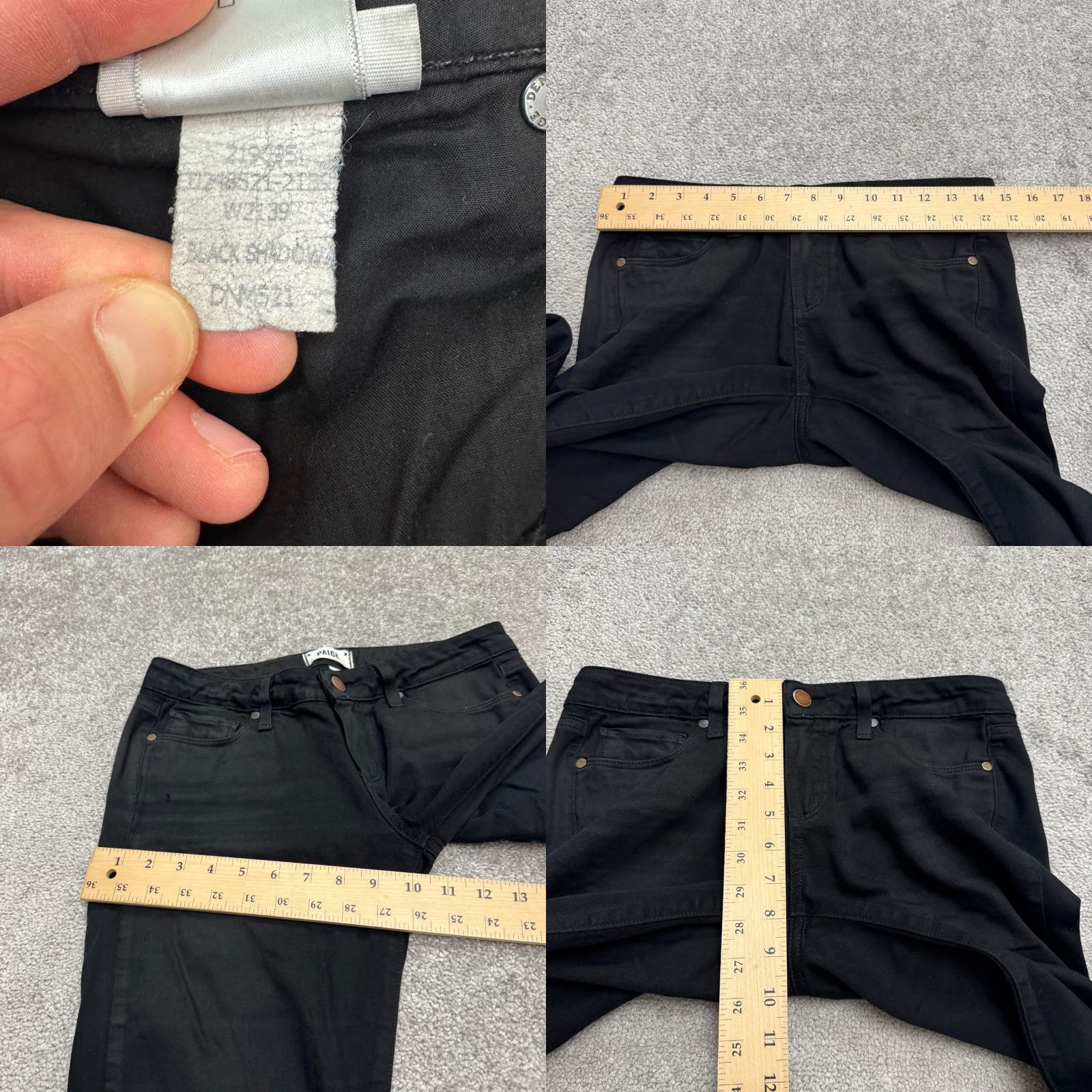 Paige Paige Skyline Skinny Denim Jeans Womens 26 Black Mid Rise Stretch Size 26" / US 2 / IT 38 - 9 Thumbnail