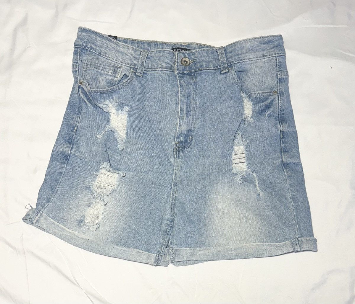 Other Elite Jeans High Rise Distressed Denim Shorts Size 13/31 Size 31" - 1 Thumbnail