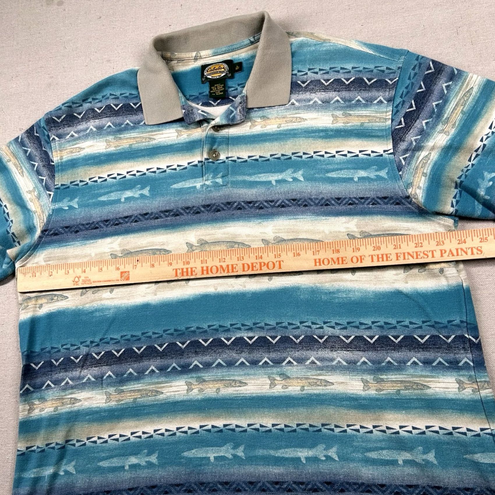 Vintage Vintage Cabela'S Shirt Mens L Polo All Over Print Fish Nature Outdoors Canada Size US L / EU 52-54 / 3 - 5 Thumbnail