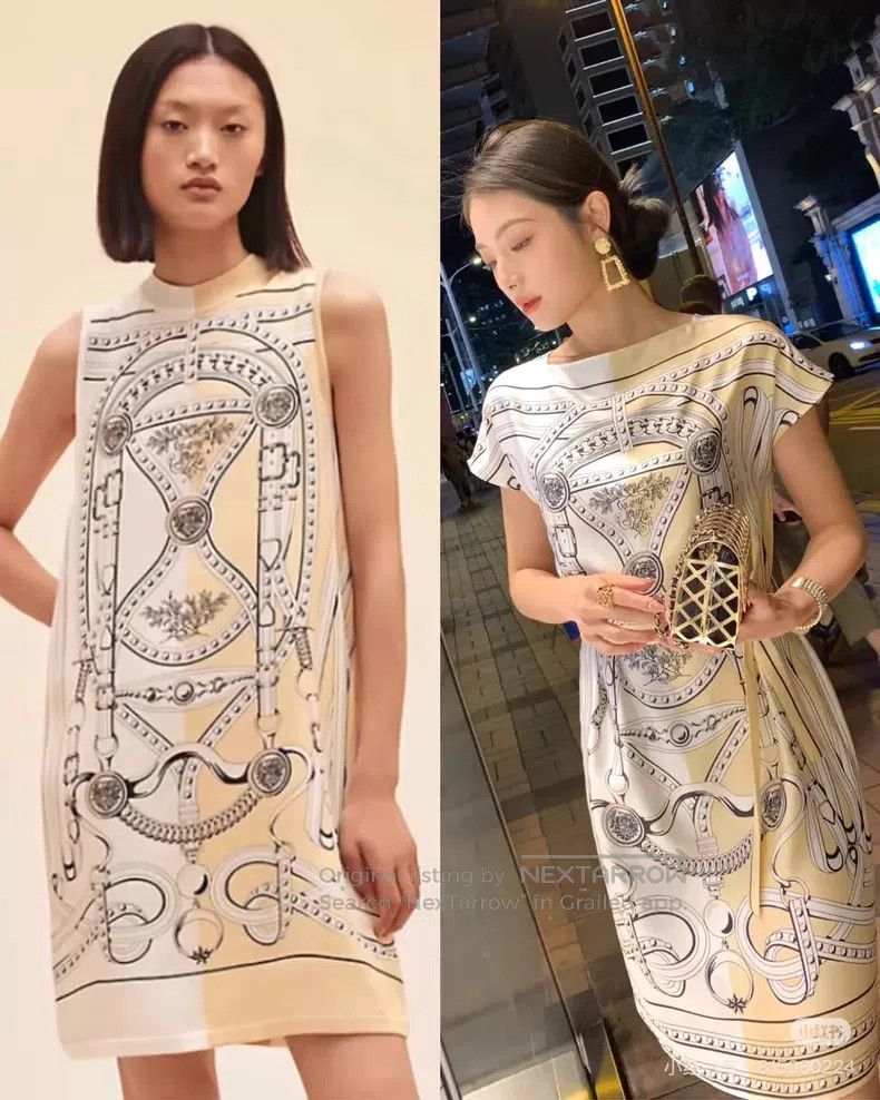 Hermes Hermes White and yellow print real silk dress 100% mulberr Size XXS / US 00 / IT 34 - 7 Thumbnail
