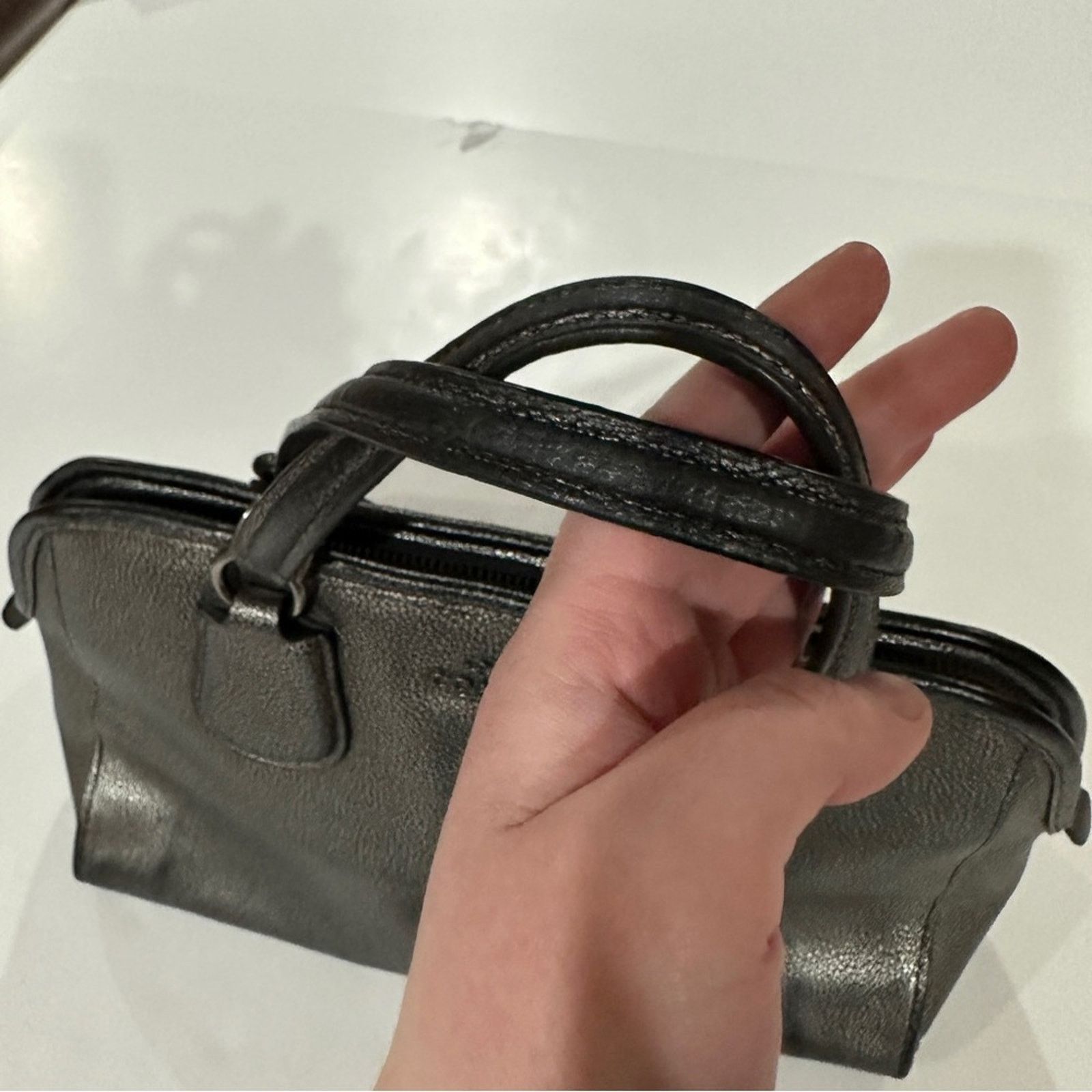 Coach Coach Nolita Gunmetal Leather Metallic Satchel Shoulder Bag Size ONE SIZE - 3 Thumbnail