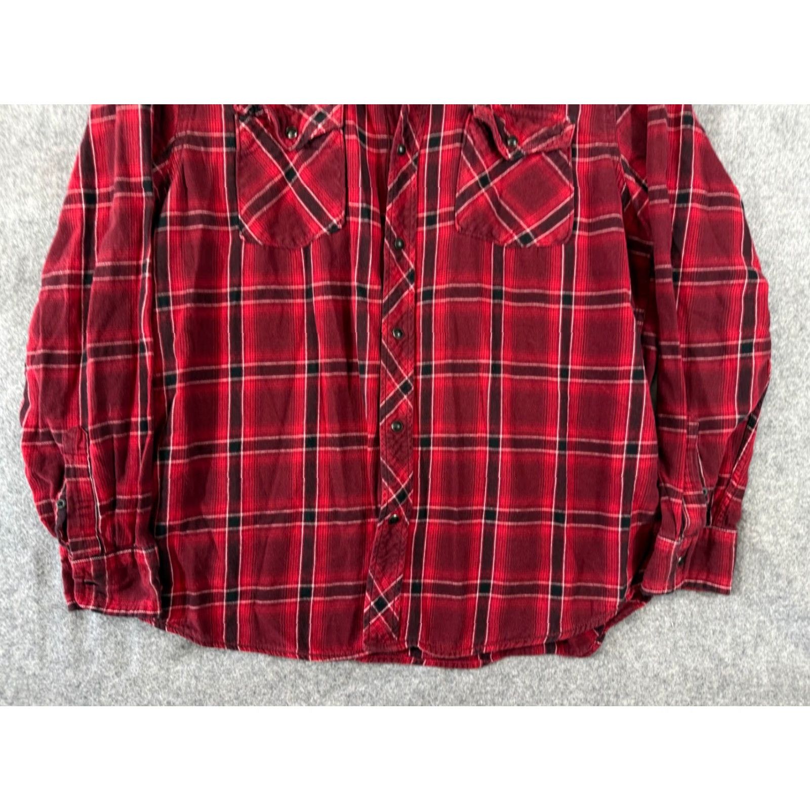 CO VINTAGE Roebuck & Co Western Shirt Mens 2XL Red Plaid Flannel Pearl Snap Long Sleeve Pockets Cowboy Mens Size US XXL / EU 58 / 5 - 4 Thumbnail