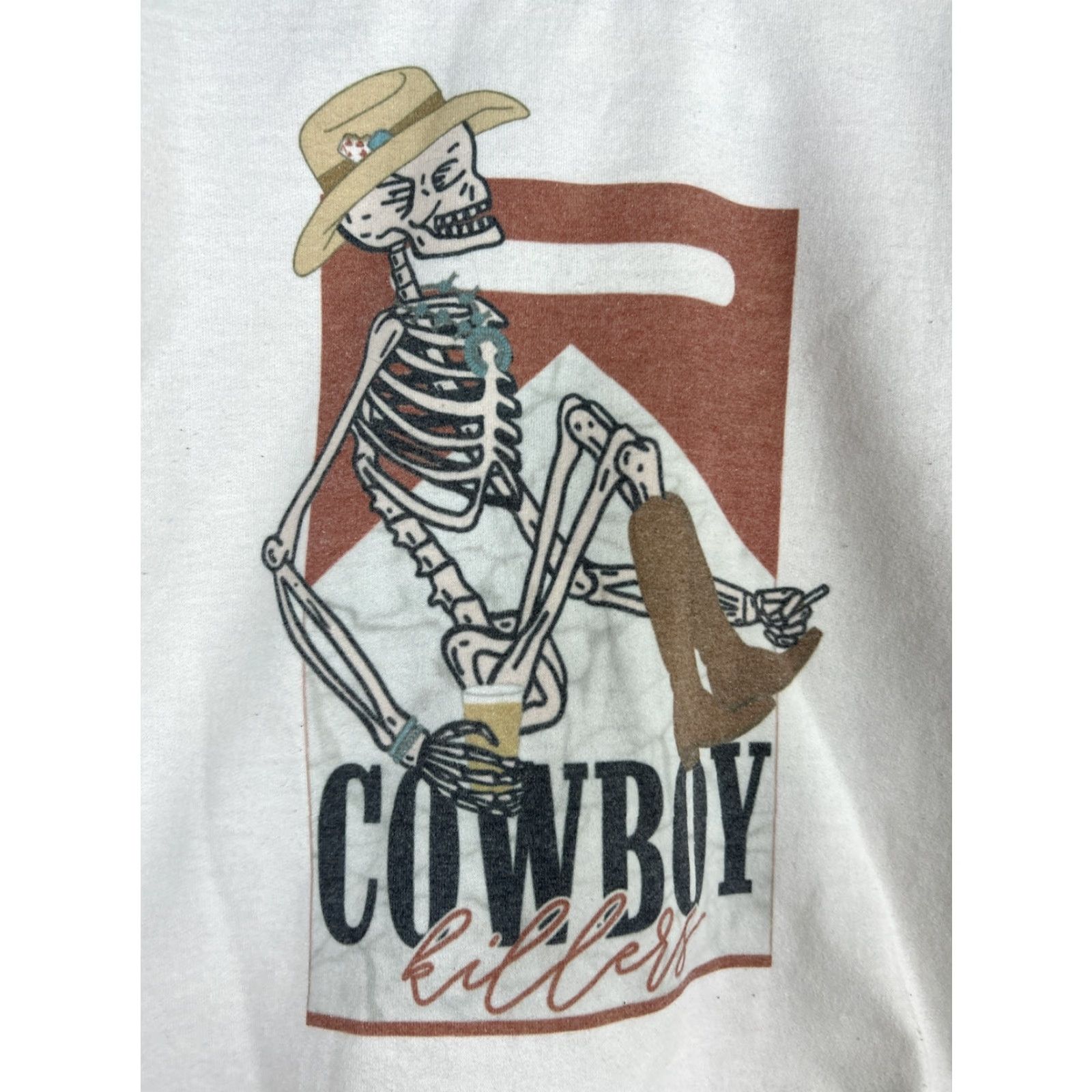 Gildan VINTAGE Gildan Womens Crew Neck Sweater Cowboys Cowgirl White Small Pullover Candy Cotton Blend Size S / US 4 / IT 40 - 4 Thumbnail