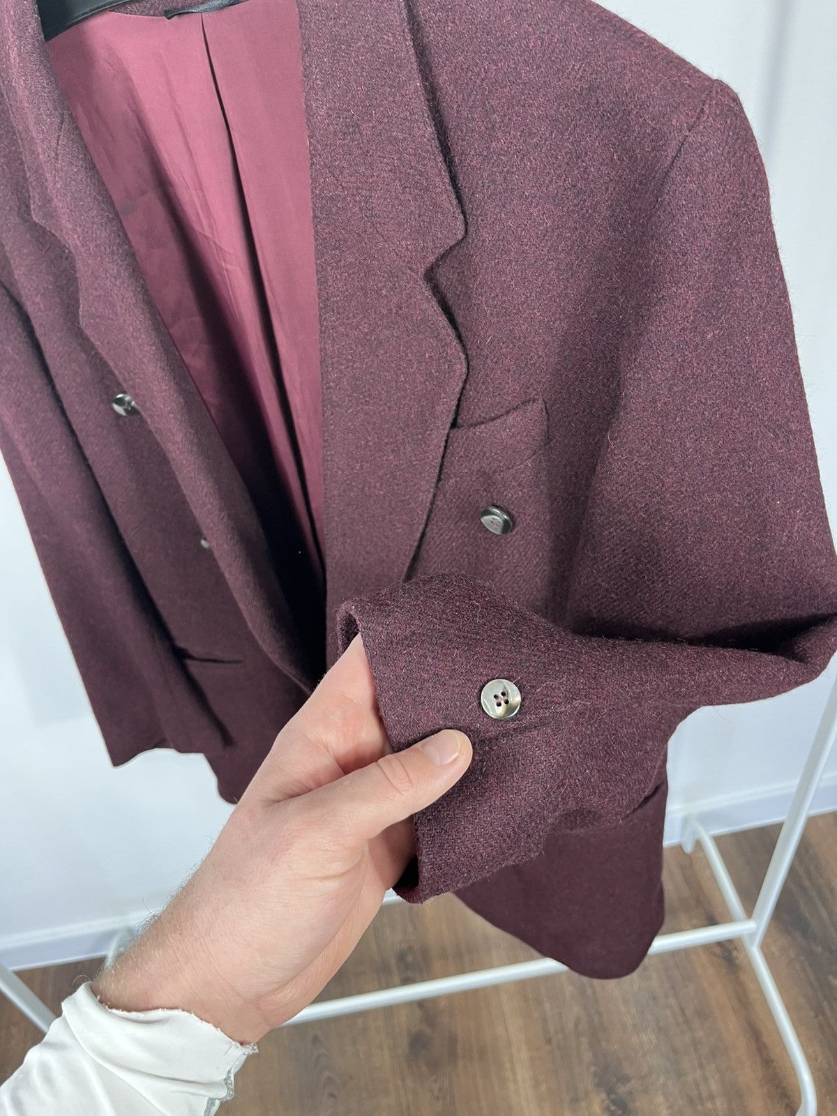 Other Vintage Burgundy Wool Double Breasted Mens Blazer Size 42R - 6 Thumbnail