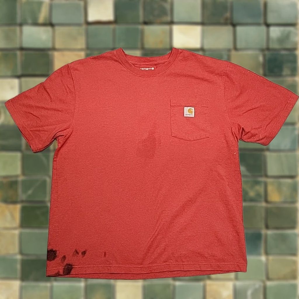 Carhartt Carhartt Shirt Men L Red Loose Fit Short Sleeve Crewneck Pocket TEE K87 Work Size US L / EU 52-54 / 3 - 1 Thumbnail