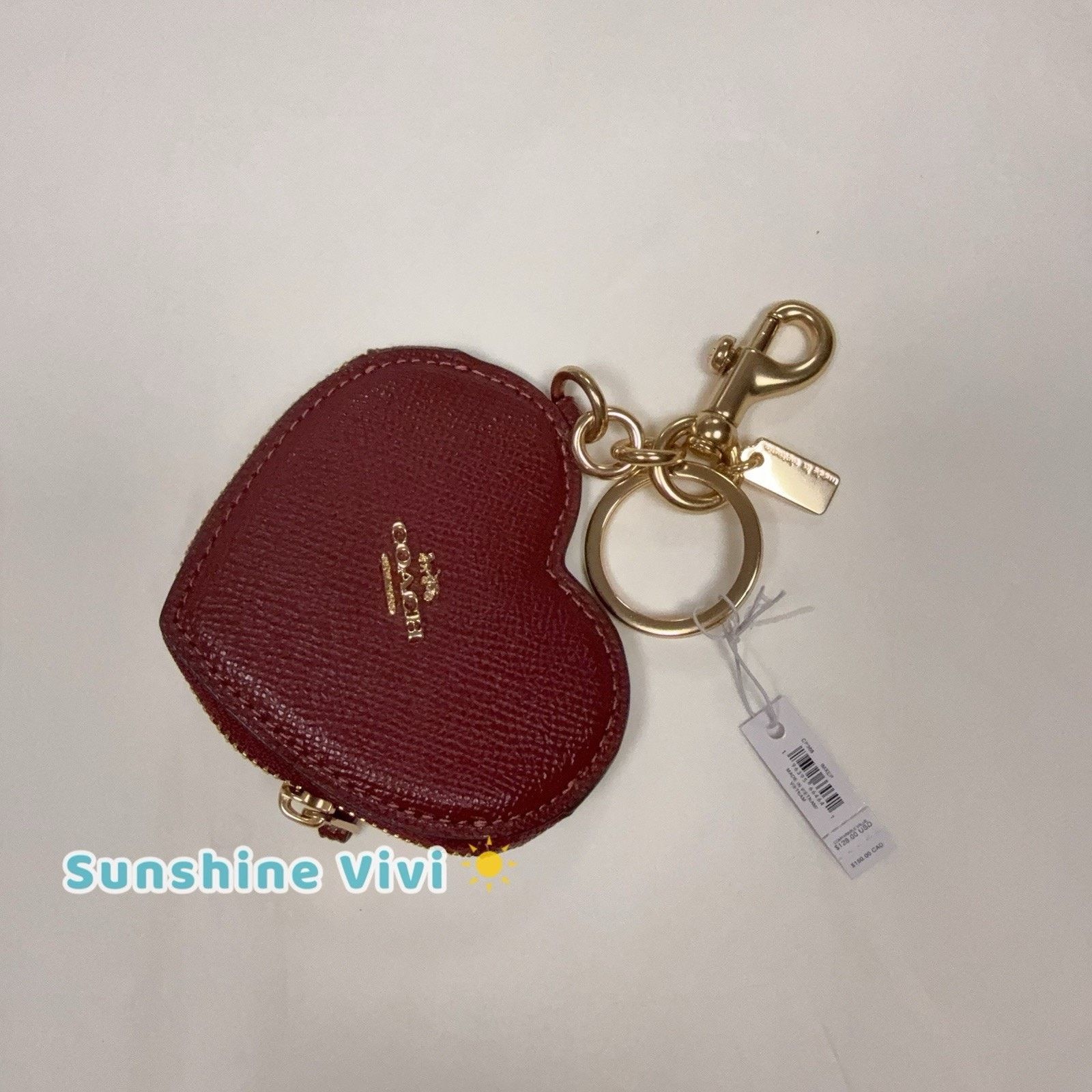 Coach NWT Coach CP368 Heart Bag Charm IN Gold/Dark Ruby Size ONE SIZE - 2 Thumbnail