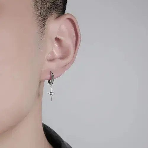 Other 925 Silver Plated Star Dangle Drop Earrings for Men Women Size ONE SIZE - 3 Thumbnail