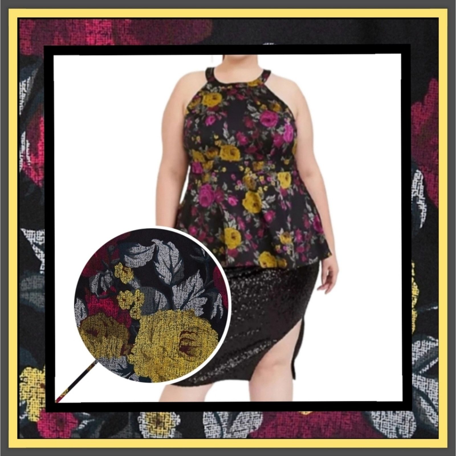 Torrid TORRID ☆ FLORAL BLACK SATIN HALTER TOP ☆ 4X NWT Size 4XL / US 24-26 - 1 Thumbnail