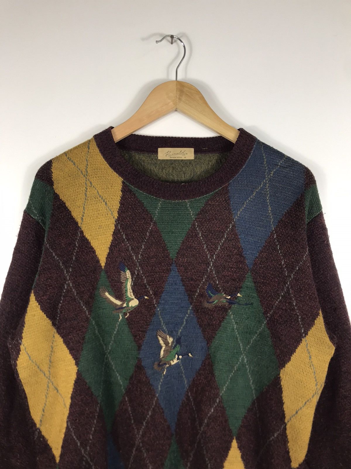 Japanese Brand ⚡️Vintage Rinald Argyle Embroidered Sweatshirt Size US M / EU 48-50 / 2 - 4 Thumbnail