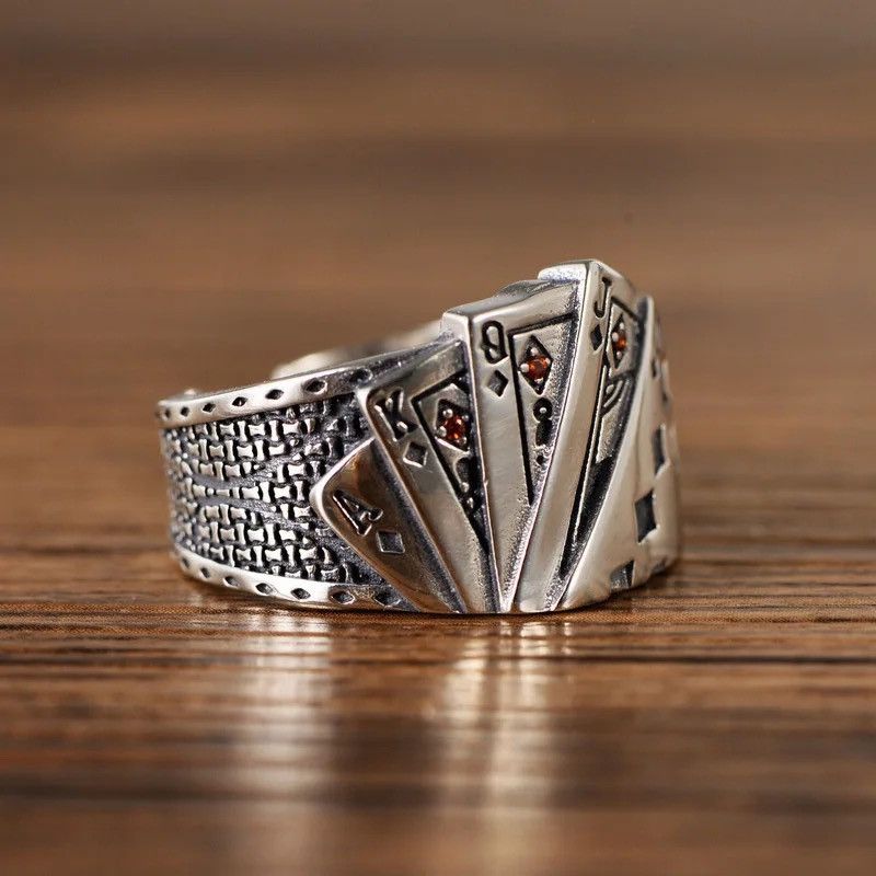 Jewelry Playing card ring 925 Sterling Silver Adjustable size Size ONE SIZE - 2 Thumbnail